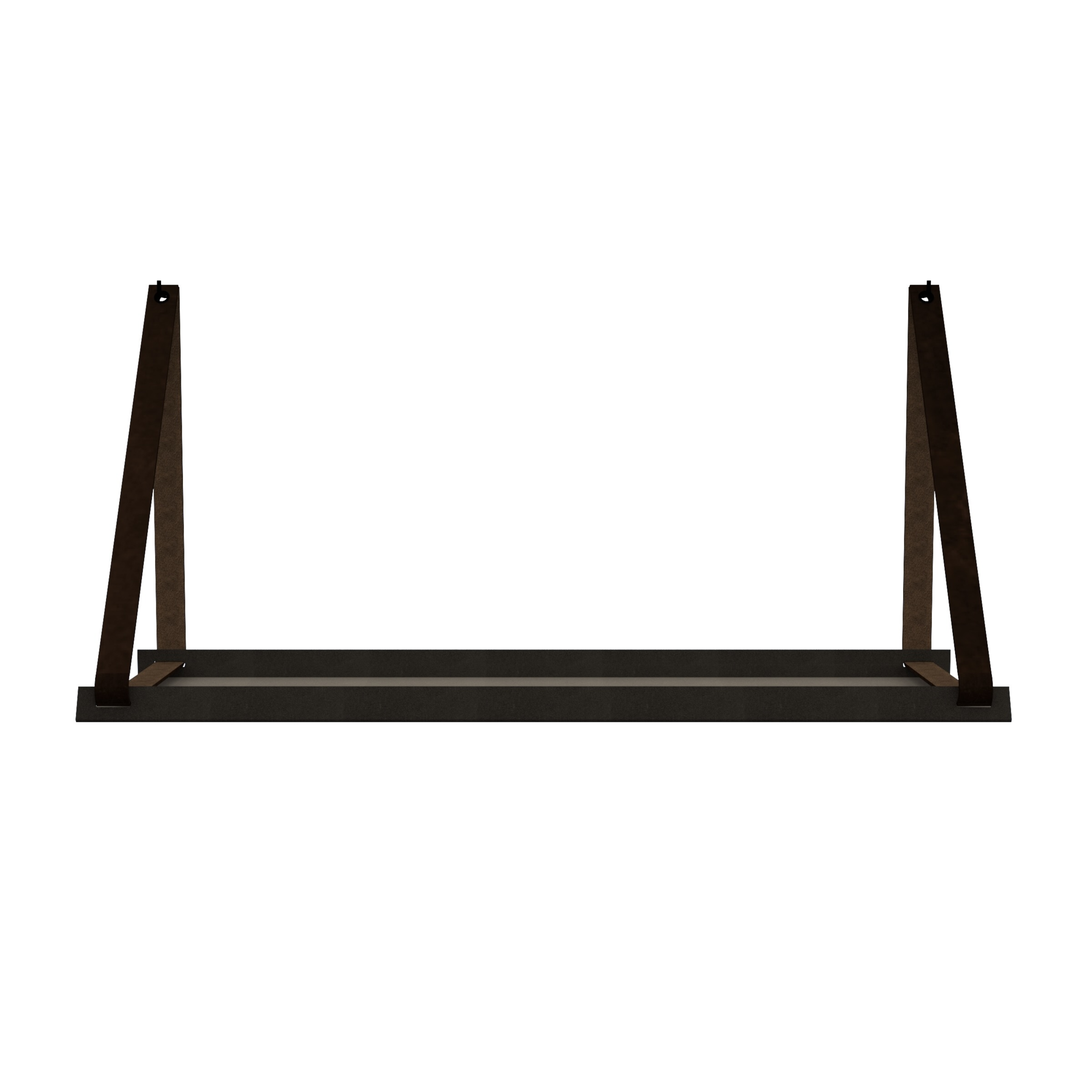 Stalen wandplank 98x20cm - incl. leren plankdragers