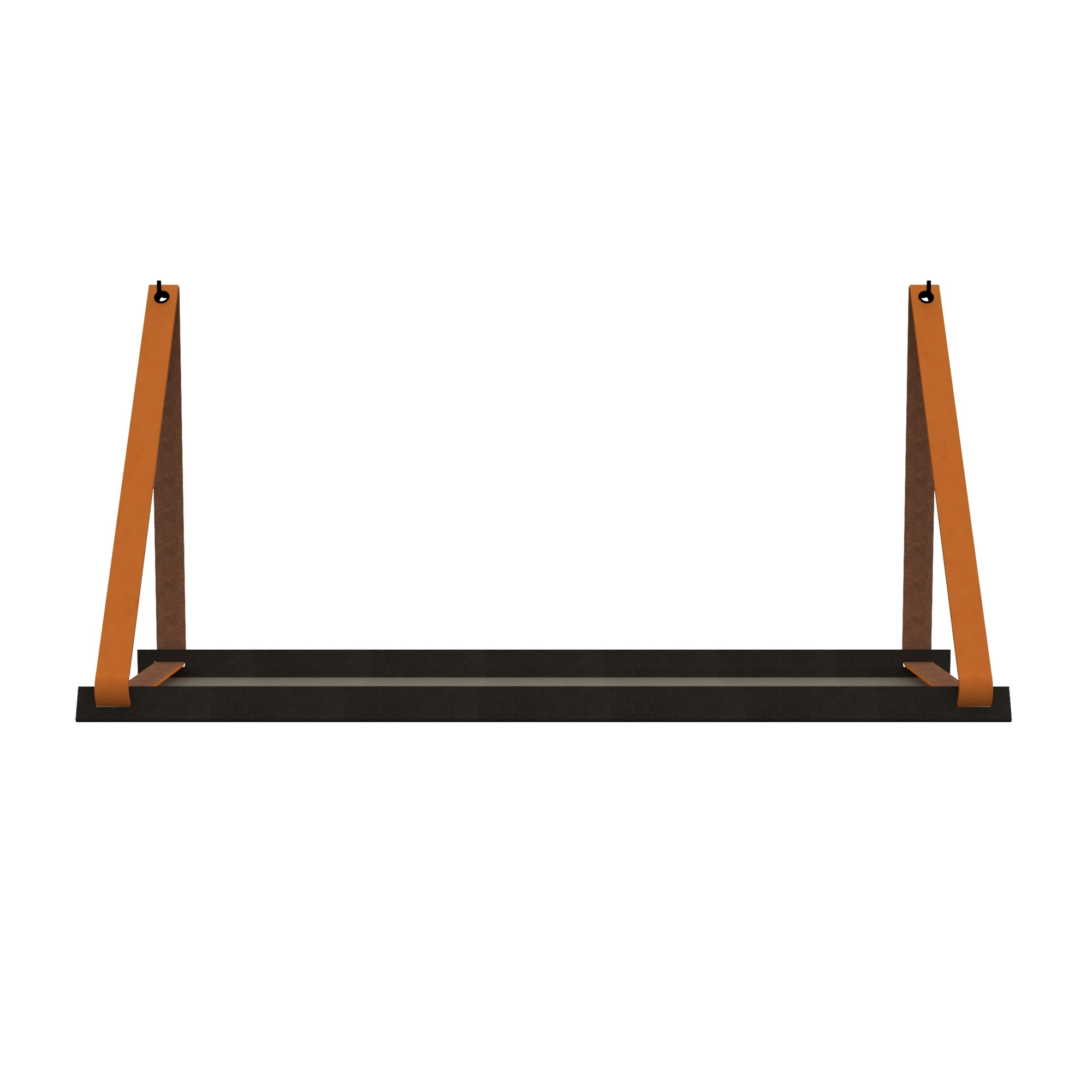 Stalen wandplank 98x20cm - incl. leren plankdragers