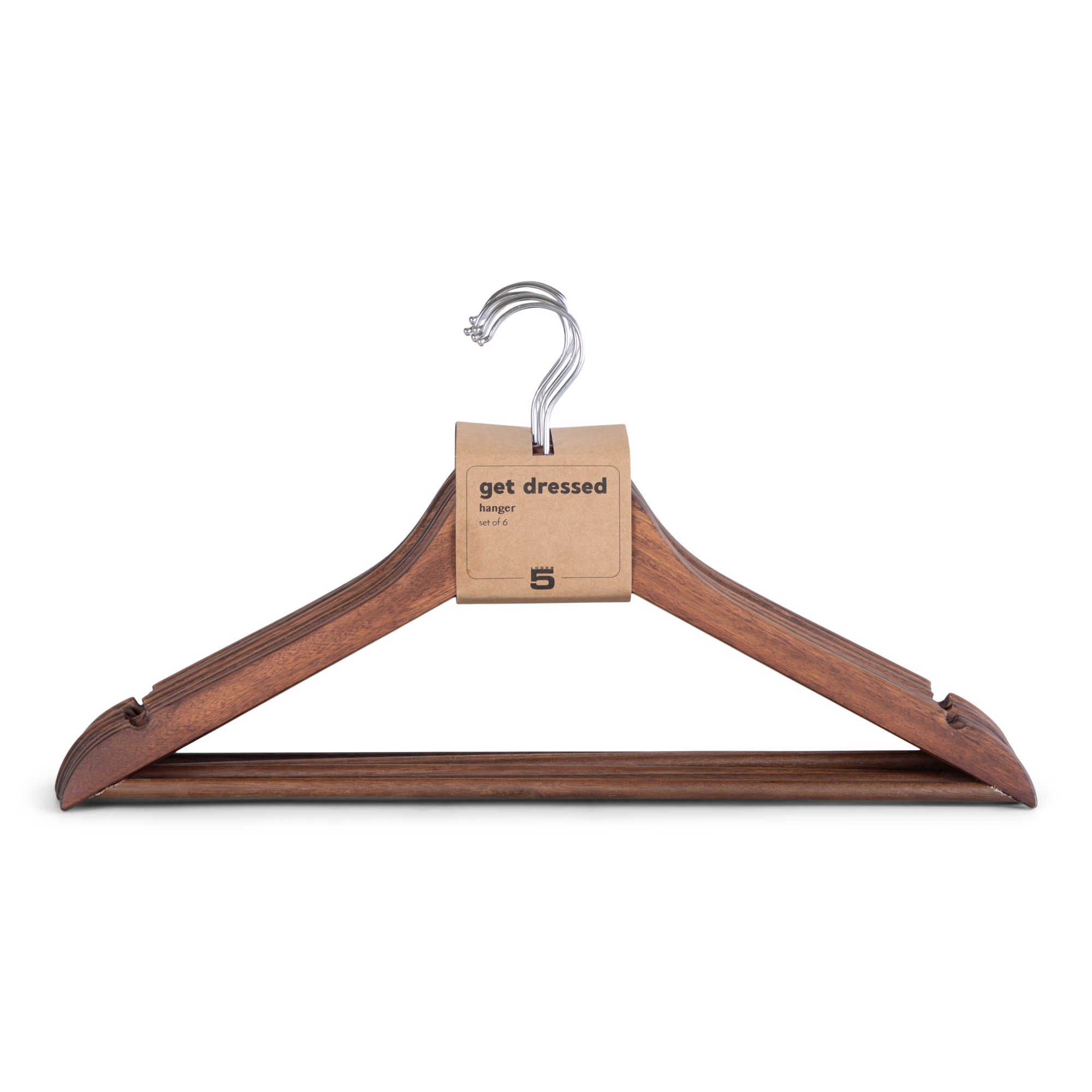 Kledinghangers hout - set van 6