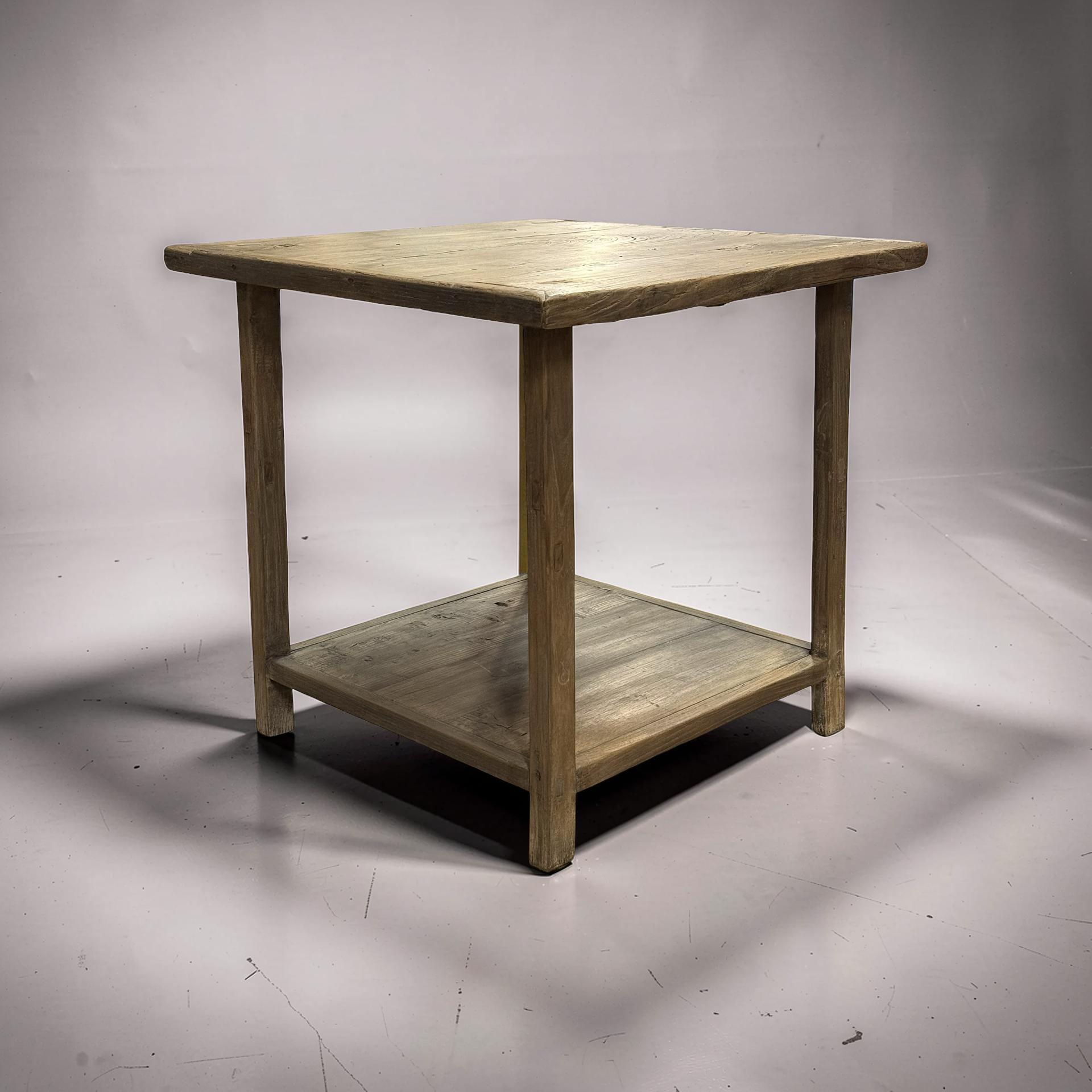 Bijzettafel vierkant met onder plank naturel