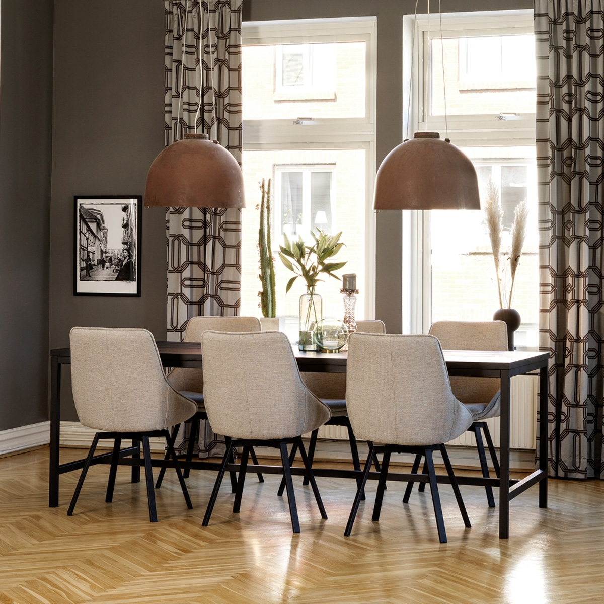 Eettafel Everett houten zwart - 220 x 100 cm
