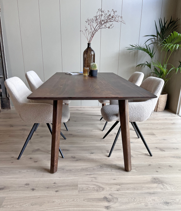 Old inn wonen eettafel mangohout walnoot