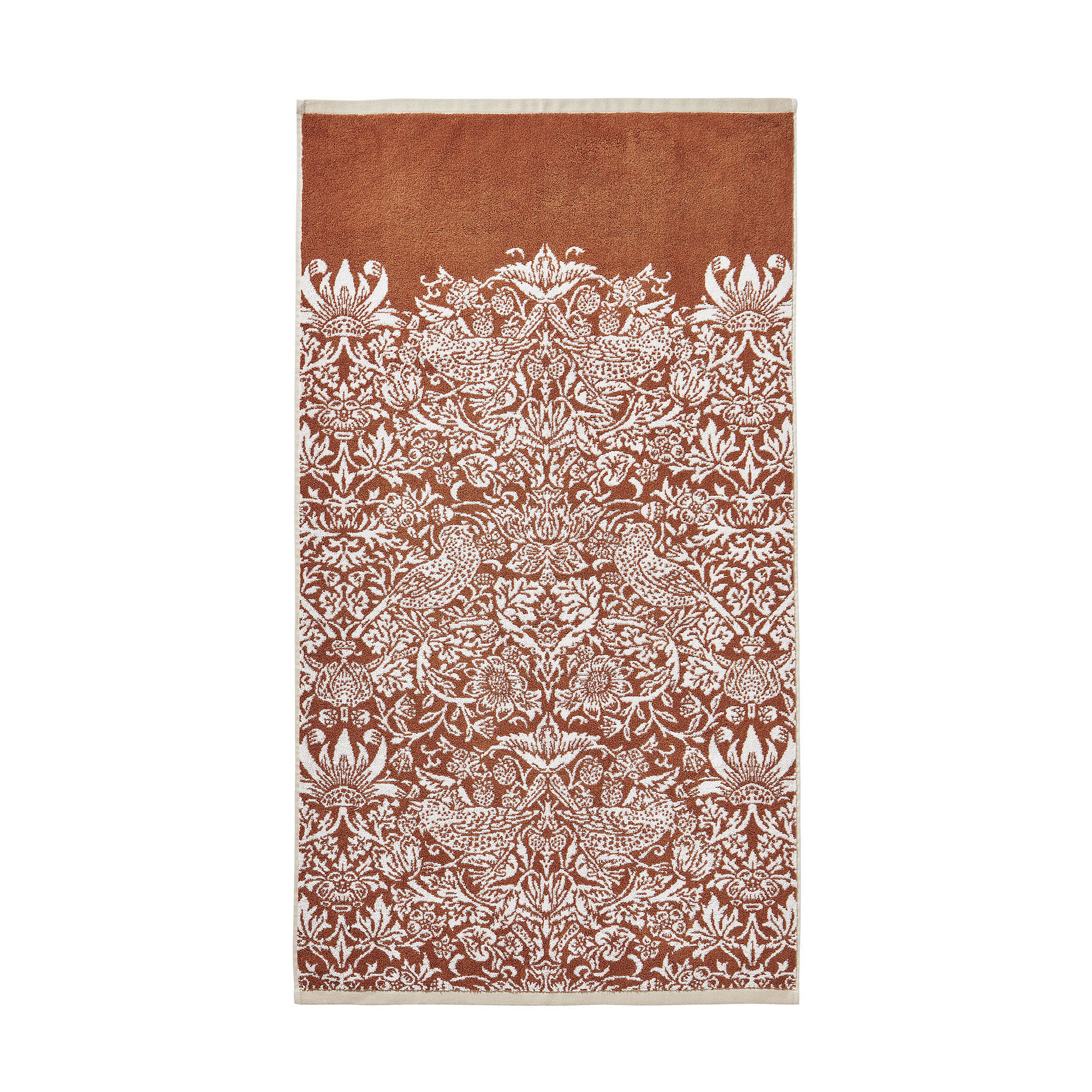 badtextiel william morris at home strawberry thief linen-rust
