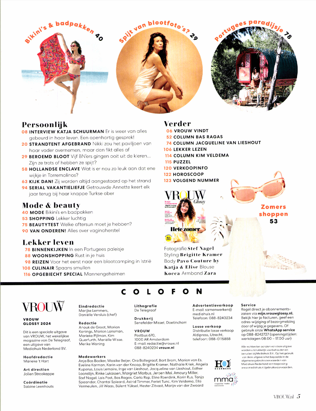 Inhoudspagina magazine vrouw