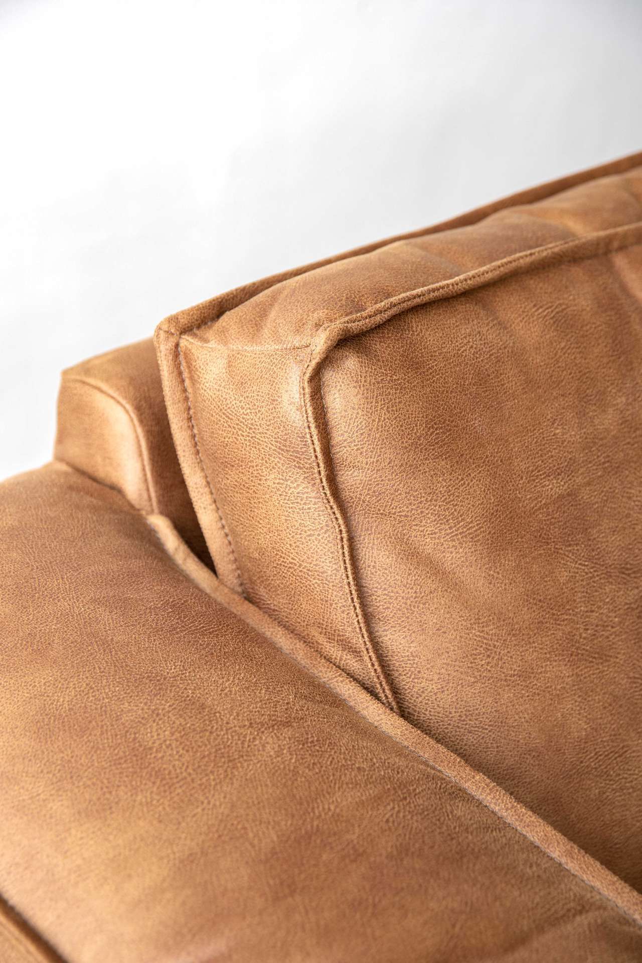 Closeup cognac leren bank