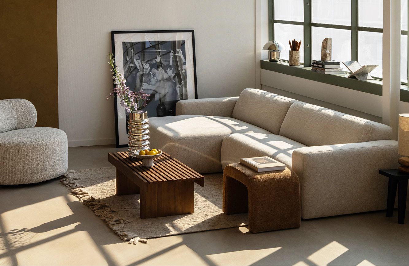 3-zitsbank Clover beige in woonkamer setting