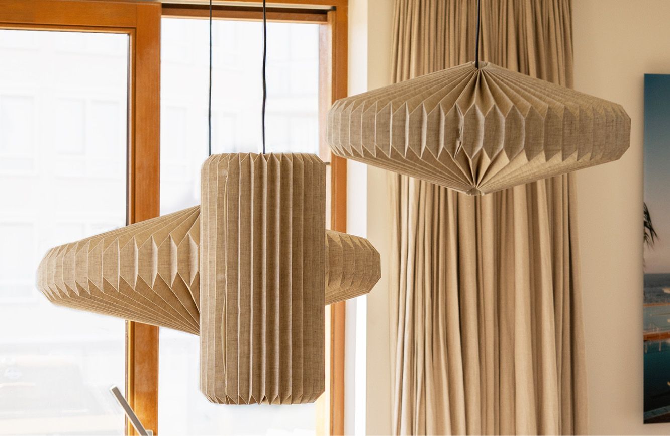 Hanglampen beige papier