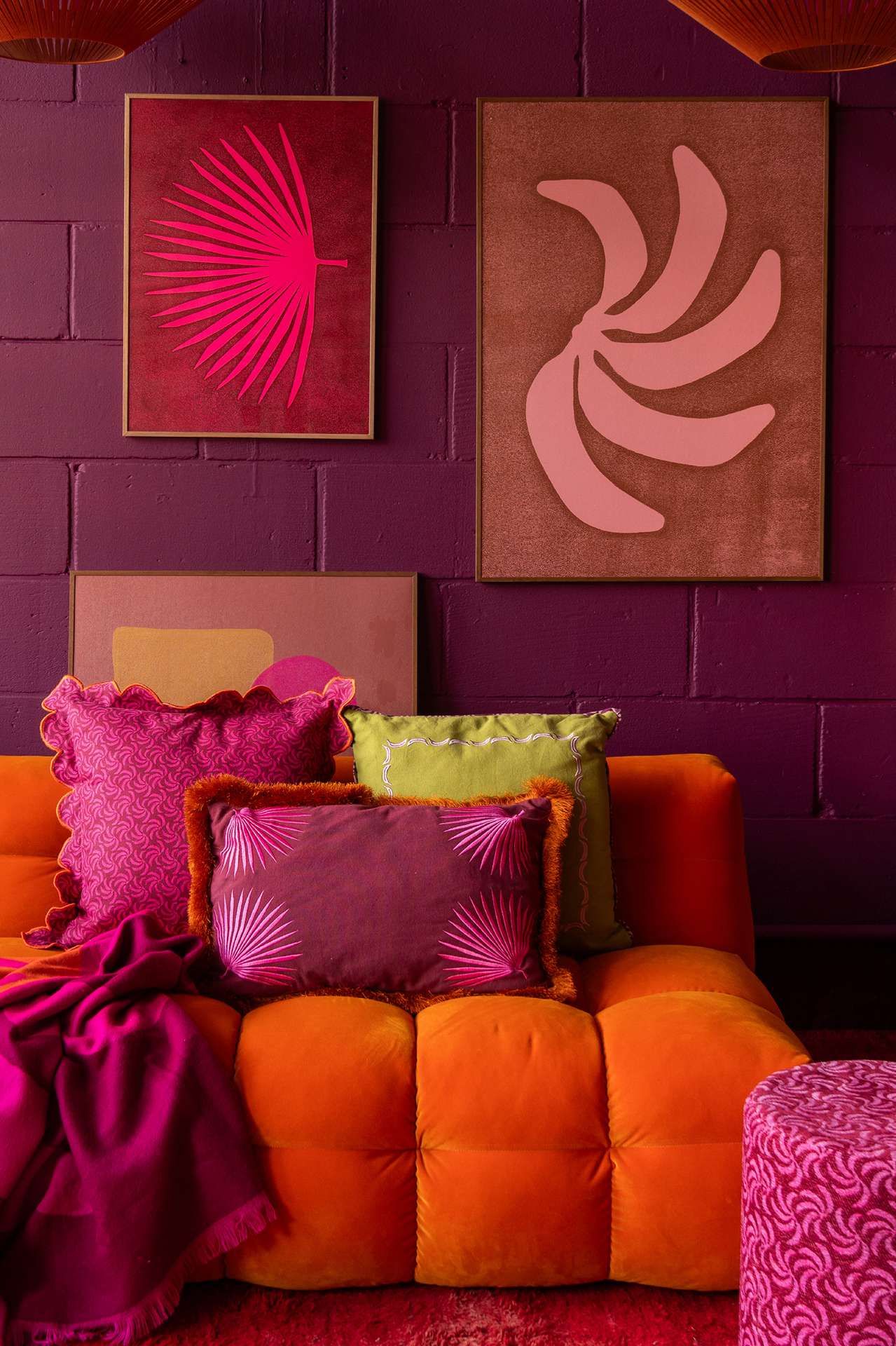 Enkel art collectie roze, paars en oranje tinten