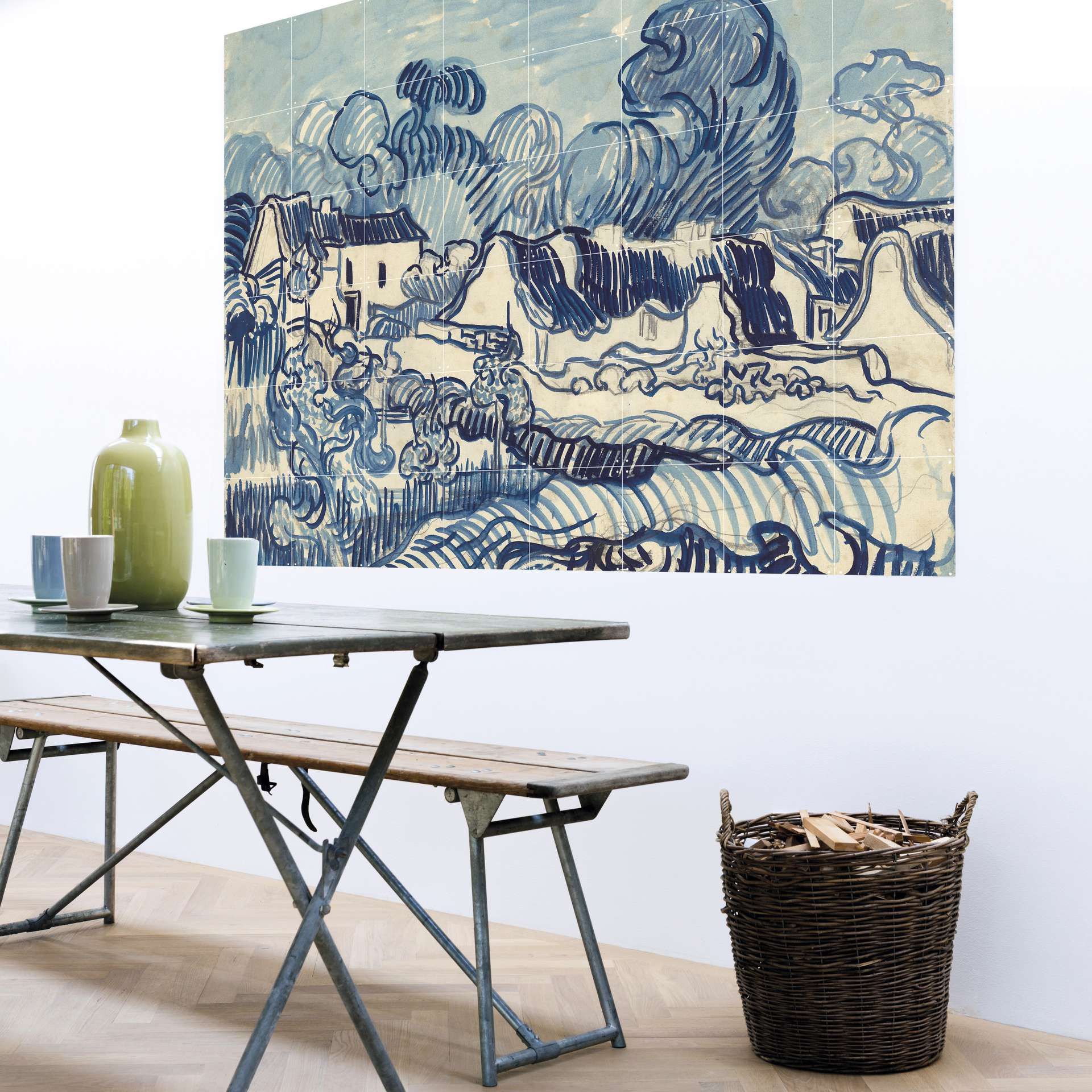 IXXI abstract blauw dorp met natuur