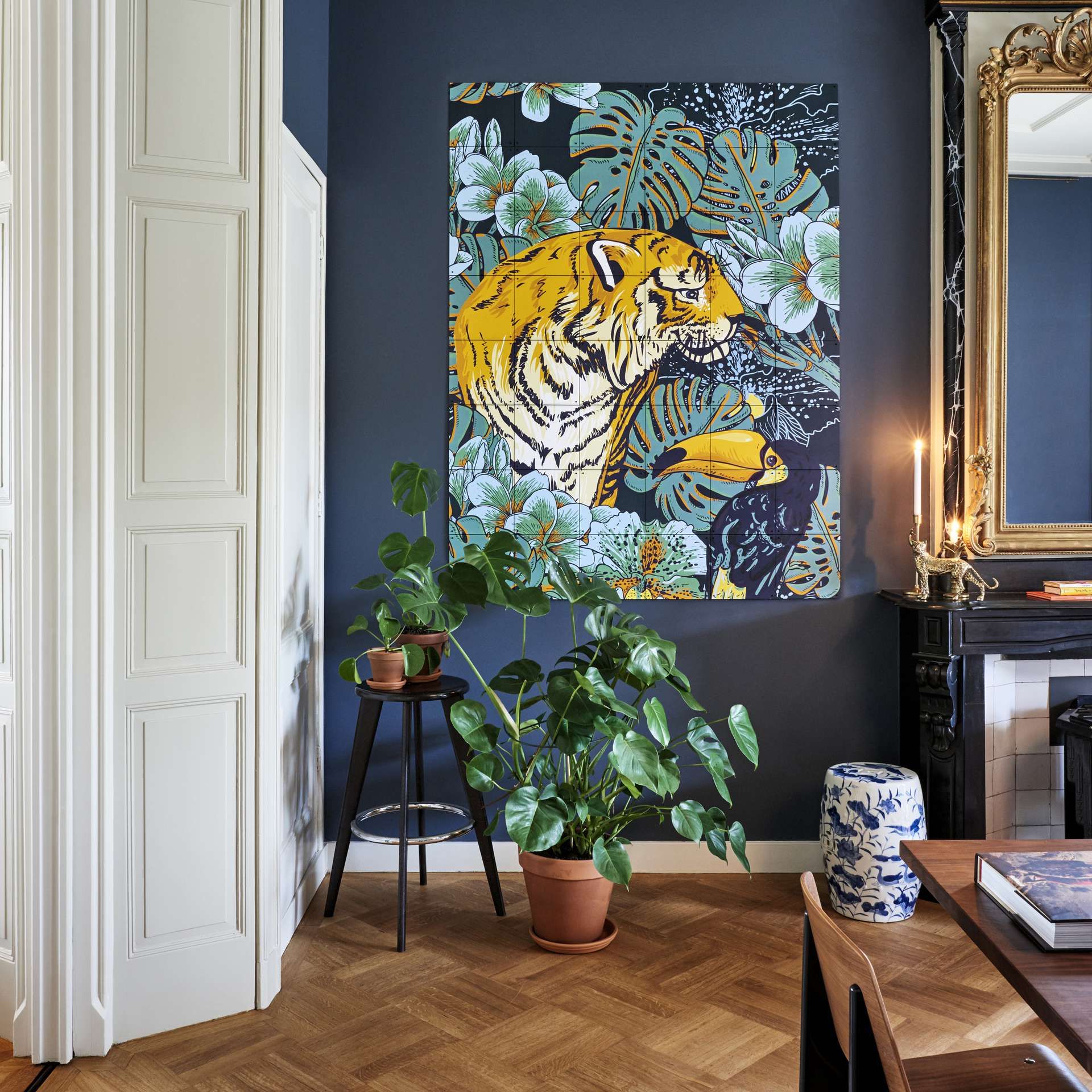 IXXI kunst tijger en toekan met bladeren