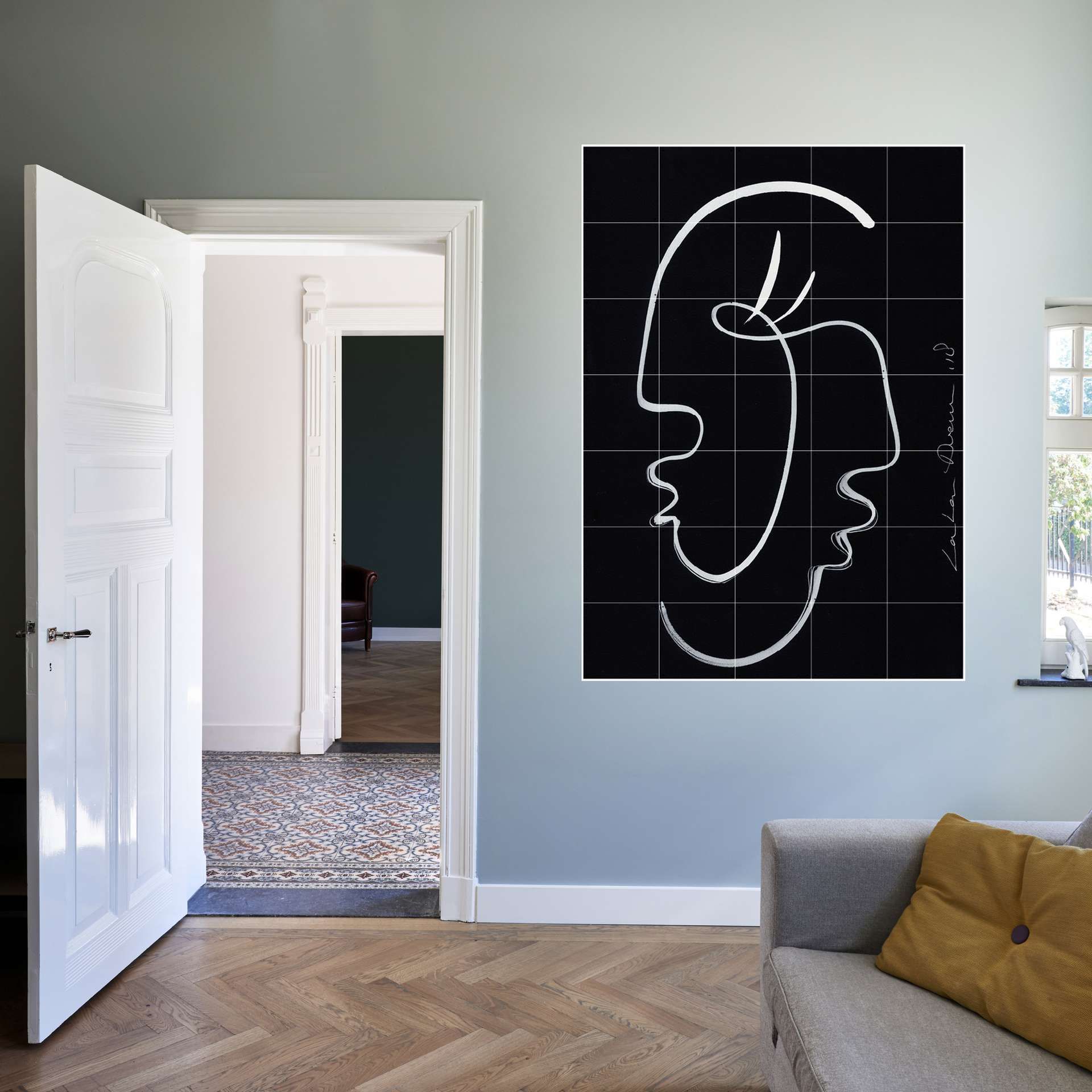 IXXI wandkunst zwart met abstract gezichtsvorm
