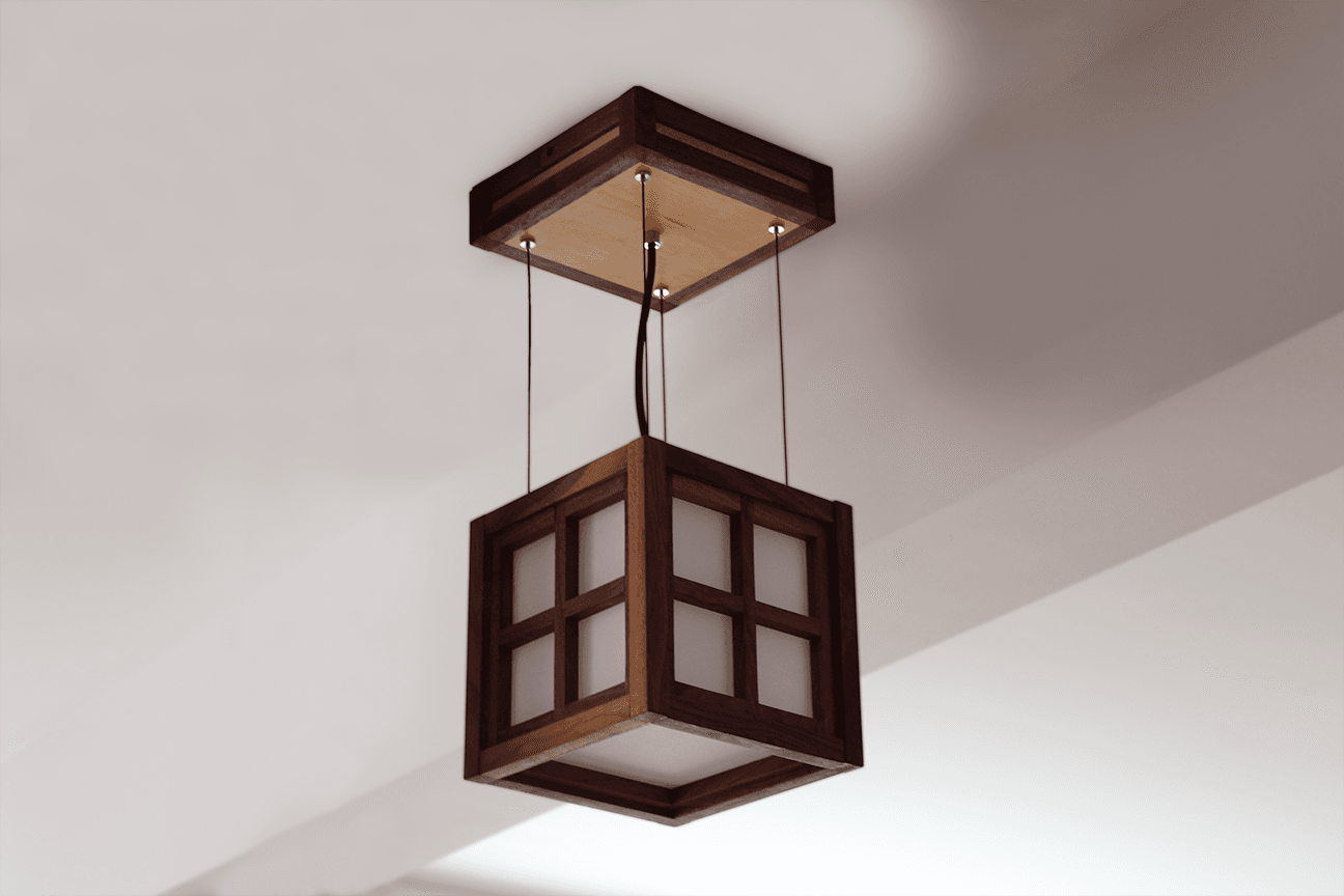 Houten hanglamp Japanse stijl