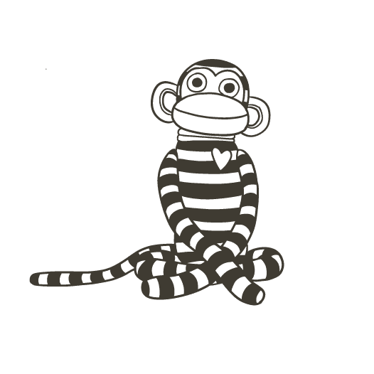 lijntekening van een knuffelaap