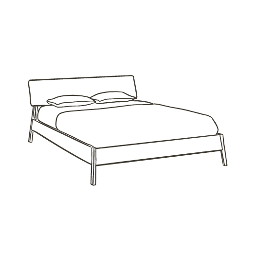 lijntekening van een bed