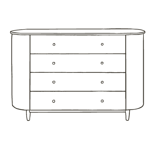 lijntekening van een dressoir