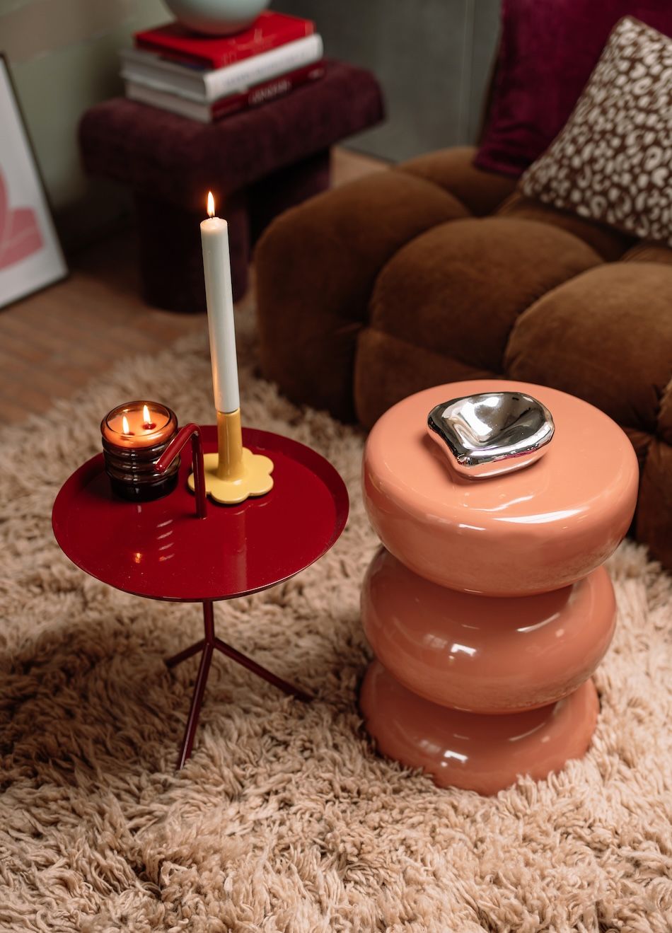 bijzettafels met kaarsen