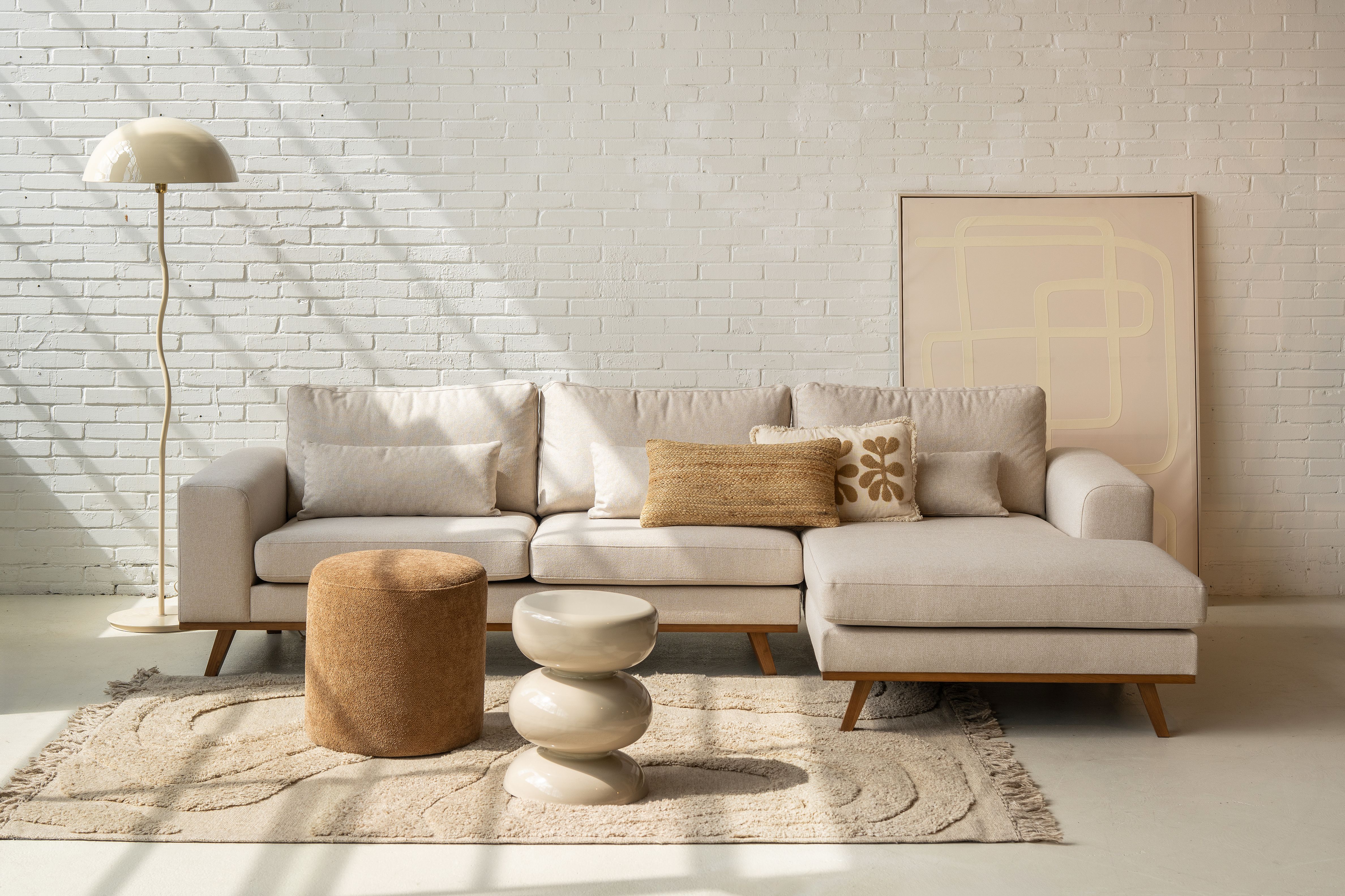 Beige budget bank in beige setting