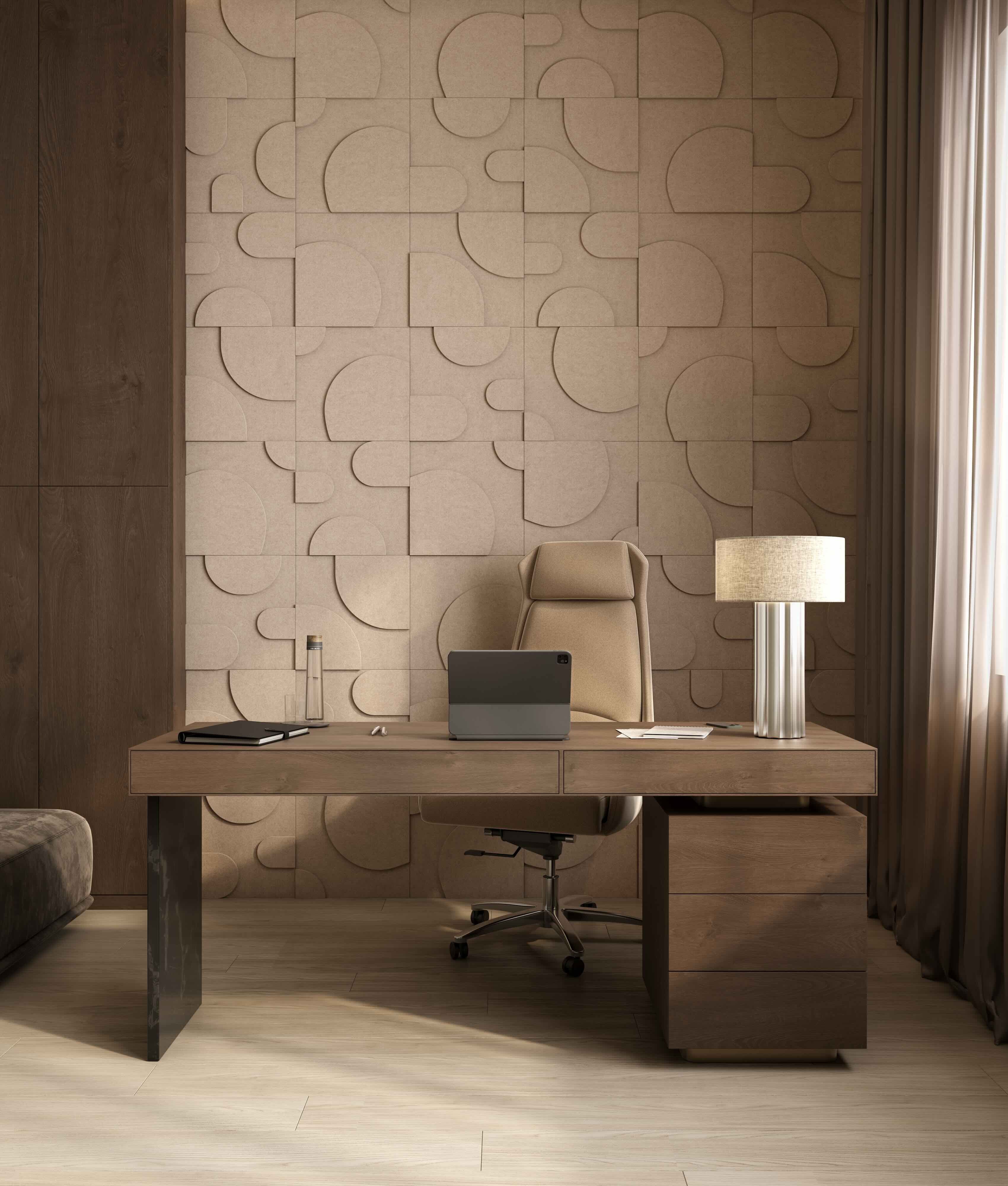 Beige wandpanelen in woonkamer