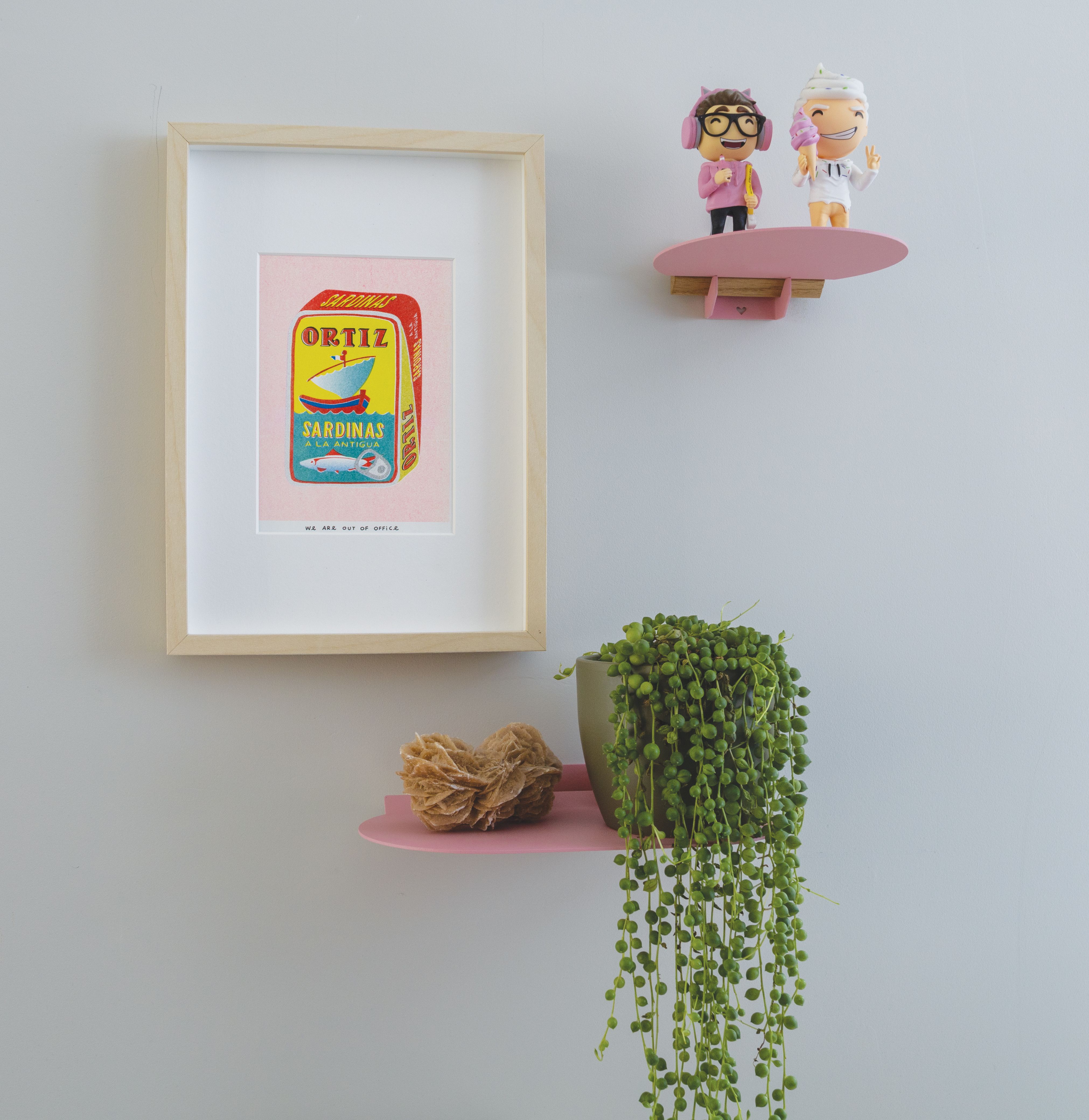 Mippe wandplanken en kunst met plant