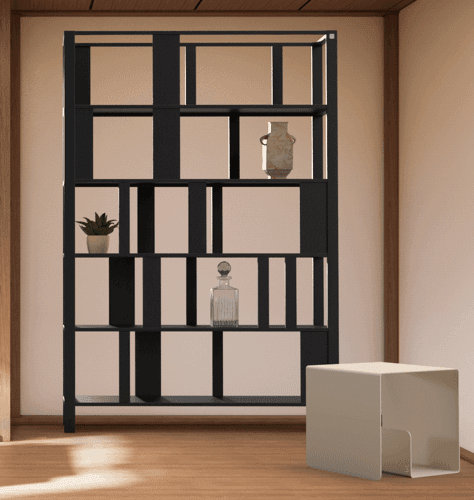Open kast van staal zwart
