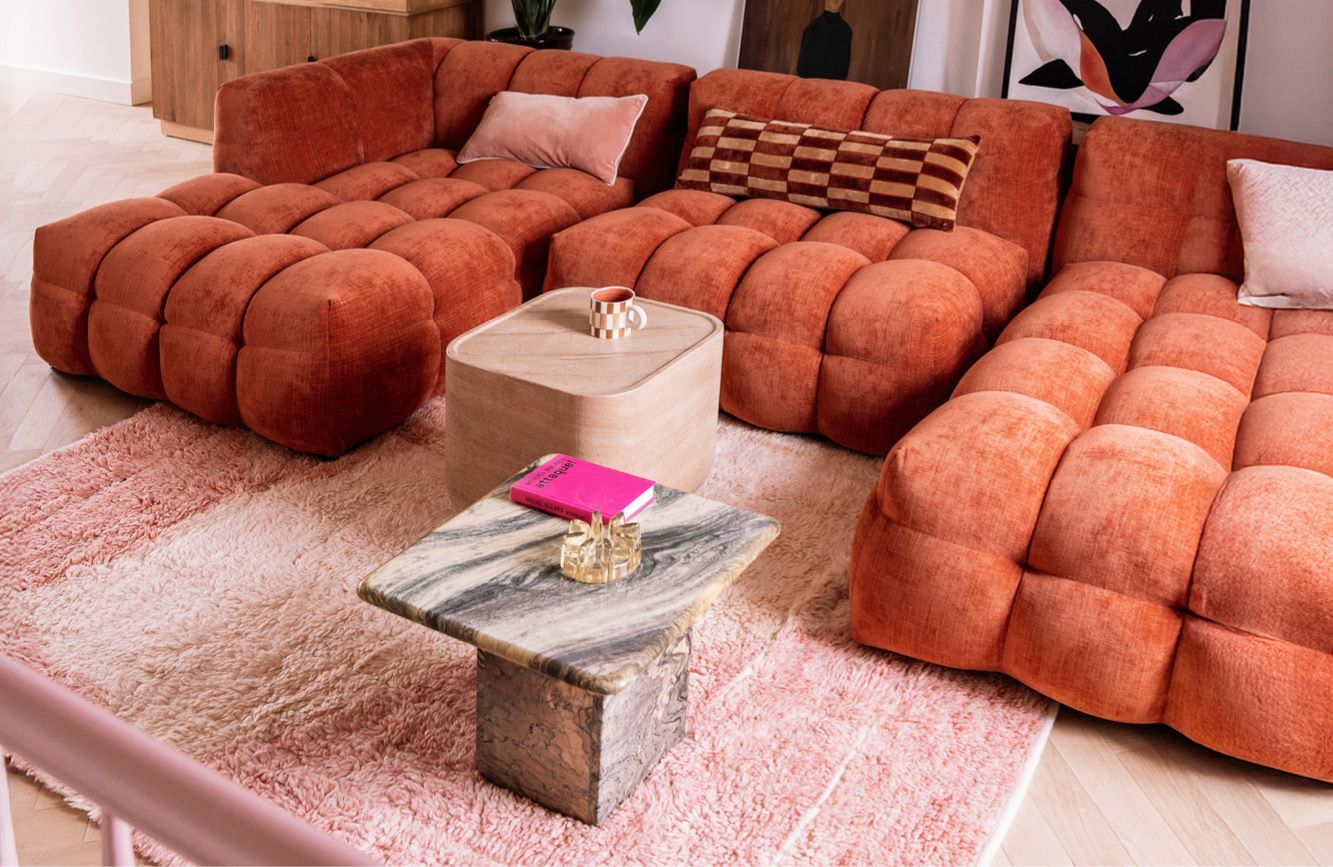 U-bank Fat joe oranjerood in woonkamer