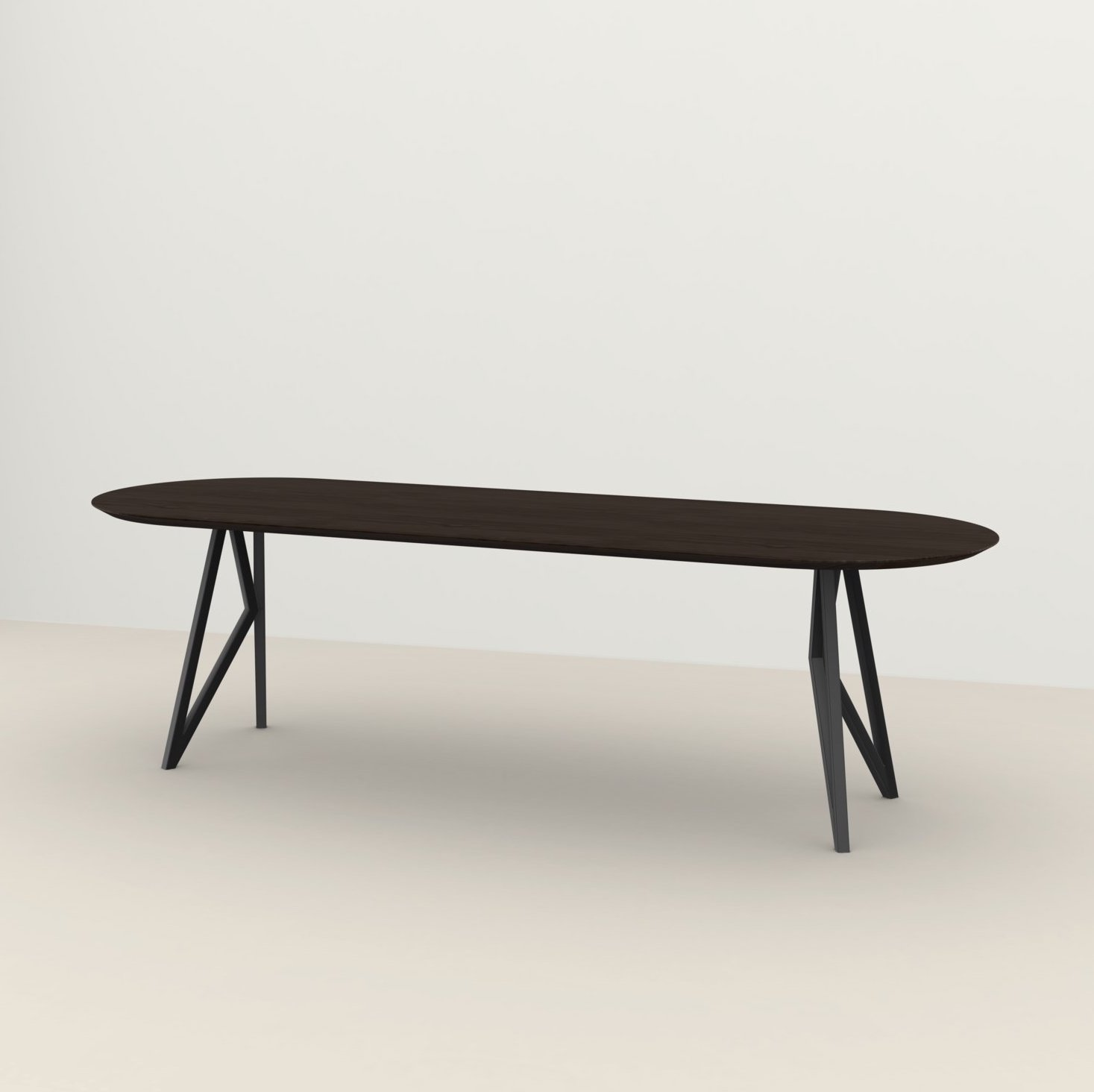 Studio HENK tafel Butterfly Plat ovaal - zwart frame, gerookte beits
