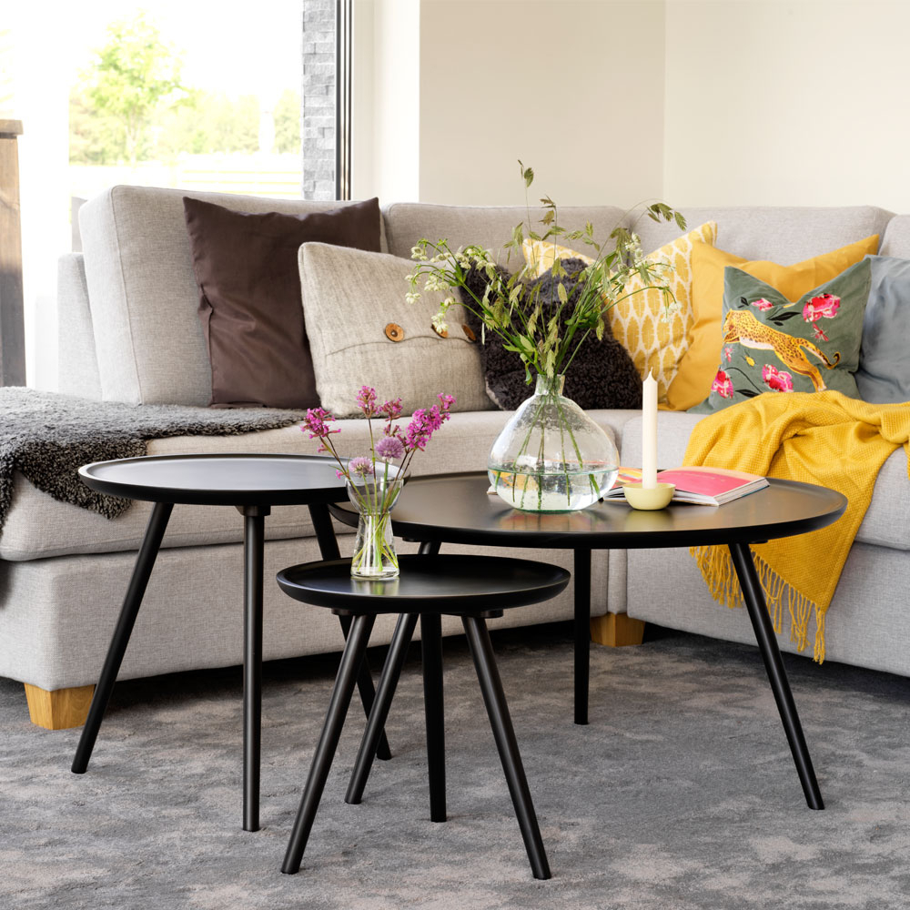 Daisy ronde houten salontafel zwart - Ø80 cm