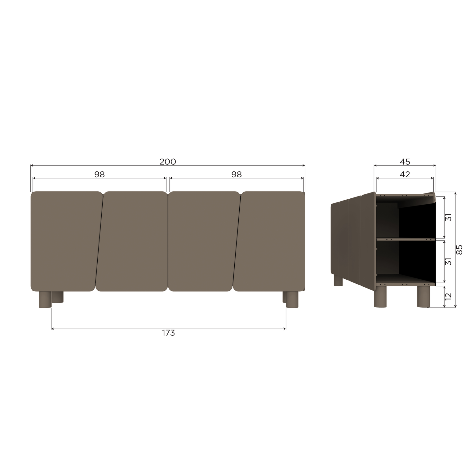 Root dressoir 200 cm grenen truffel bruin [fsc]