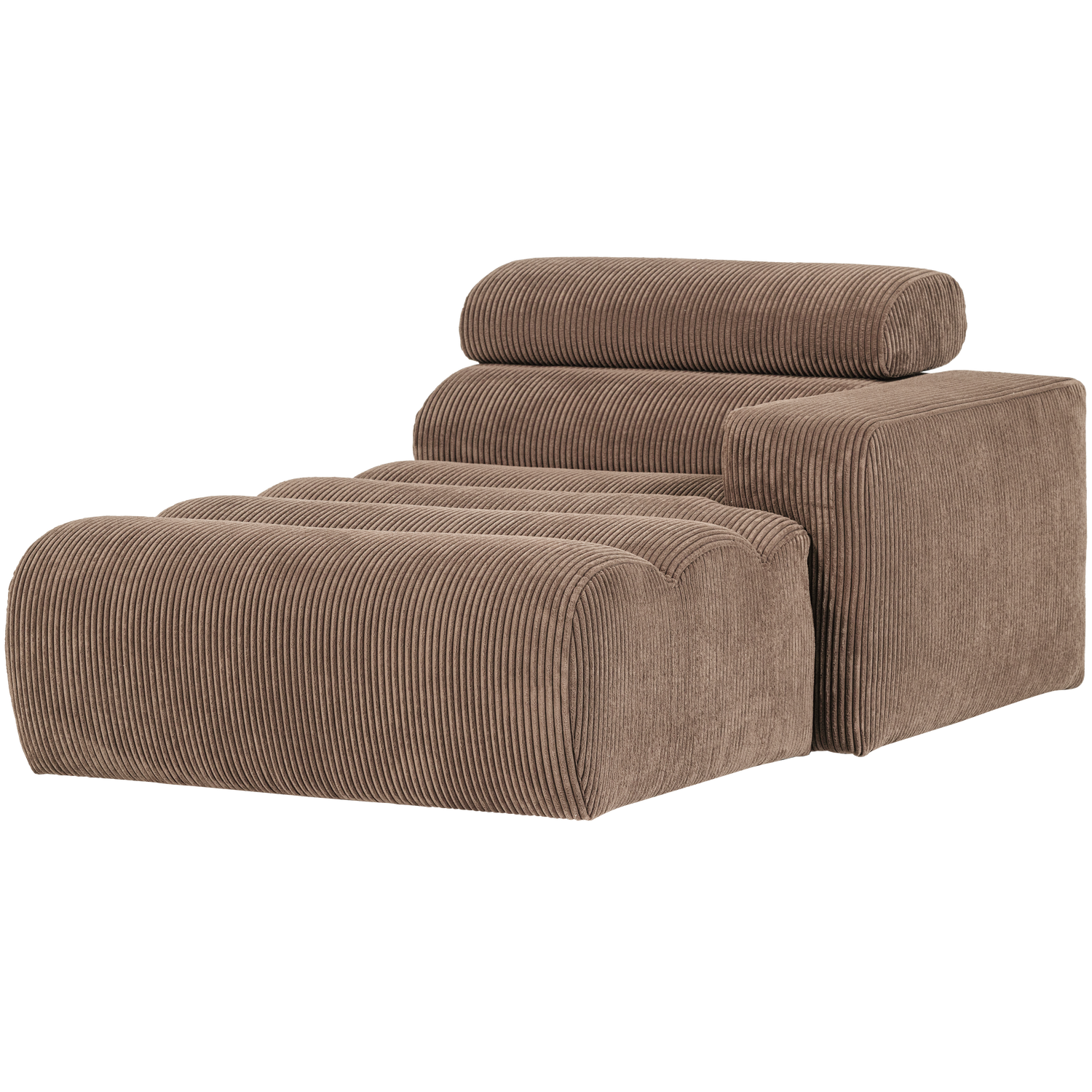 Novi chaise longue element arm rechts boucle karamelbruin