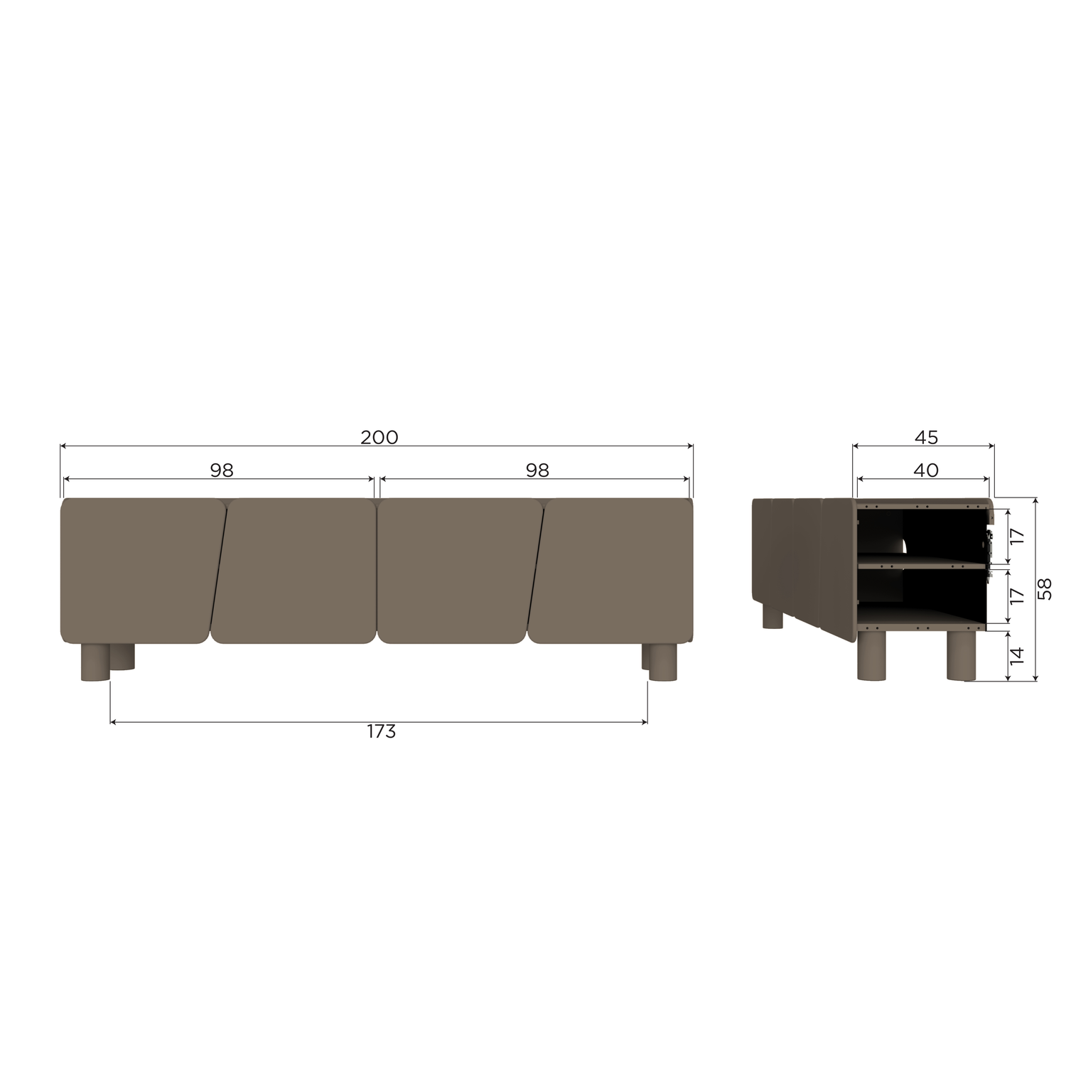 Root tv meubel 200 cm grenen truffel bruin [fsc]