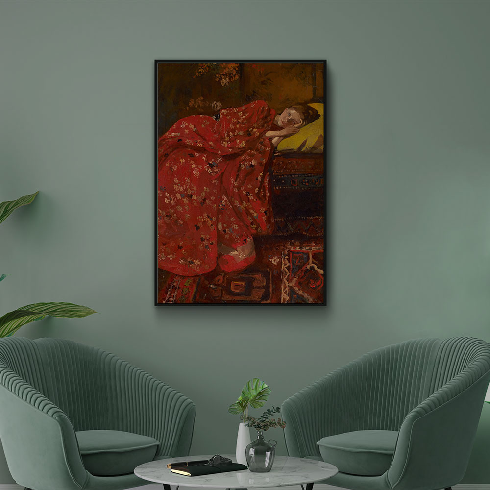 Walljar plexiglas schilderij - Breitner - Meisje In Rode Kimono