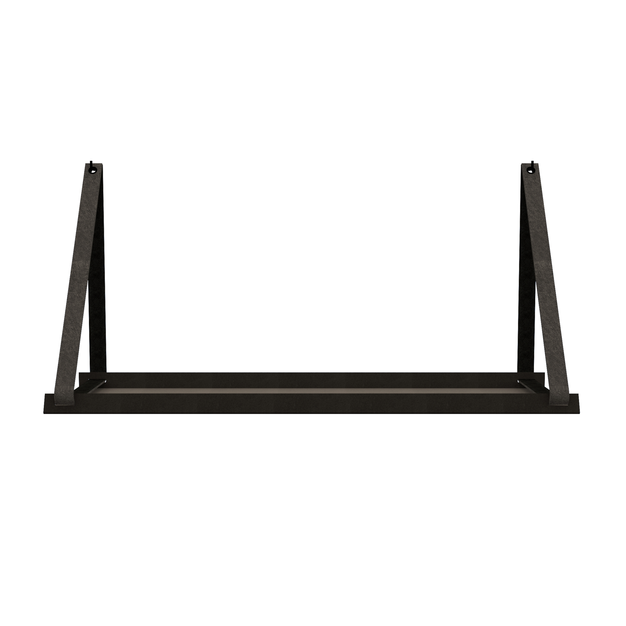Stalen wandplank 70x20cm - incl. leren plankdragers