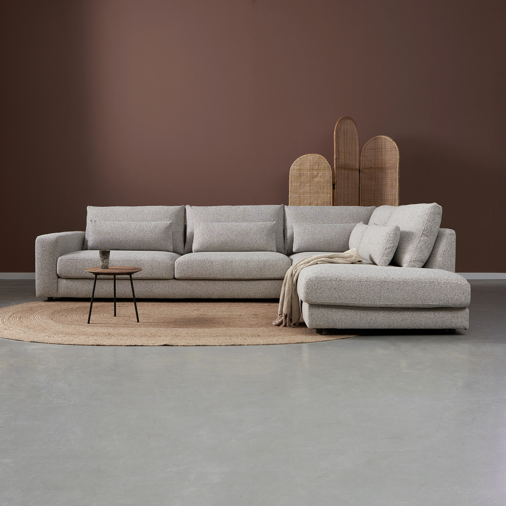 Hoekbank Lusaro Lichtgrijs Ottoman