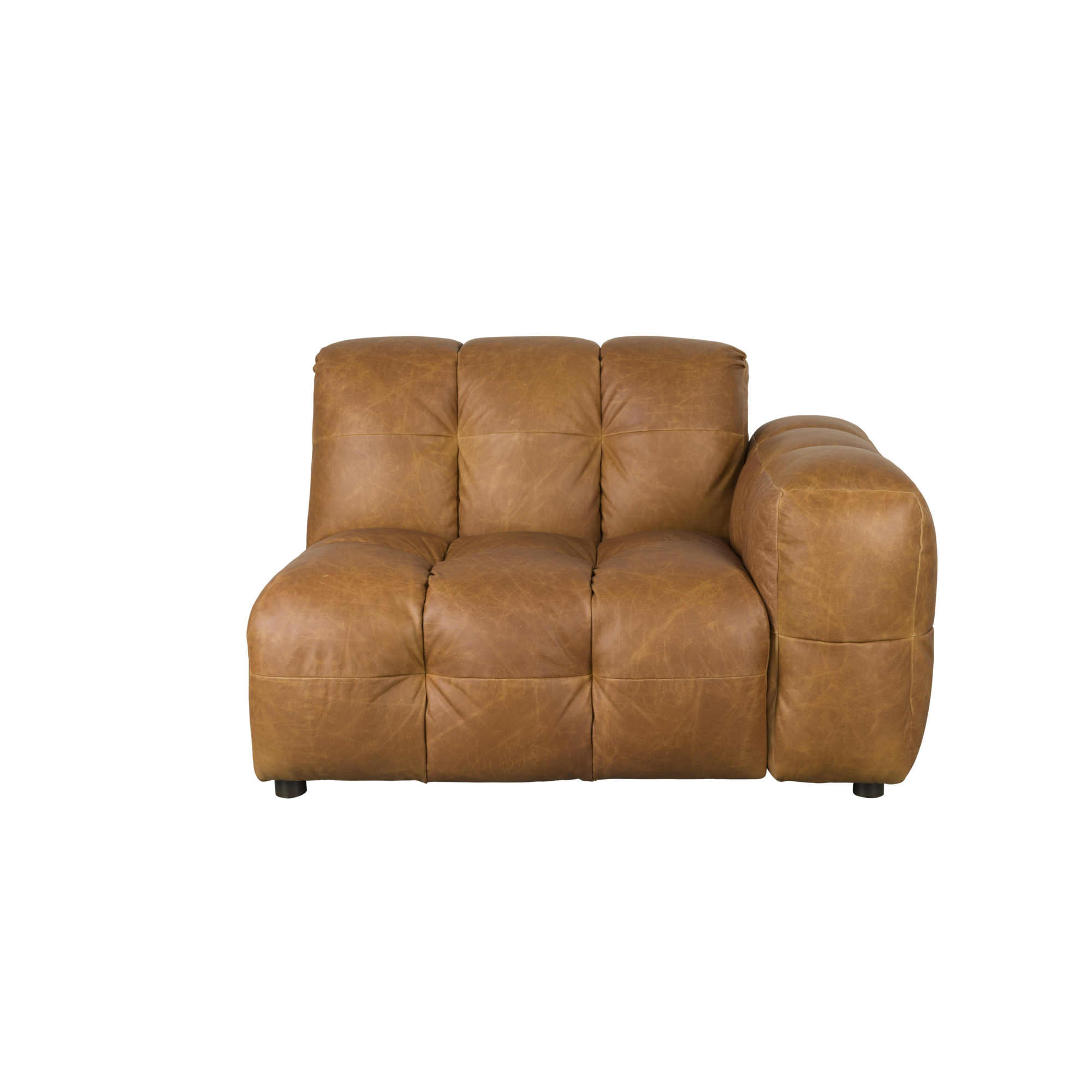 Sofa element hackman with arm right leather cognac