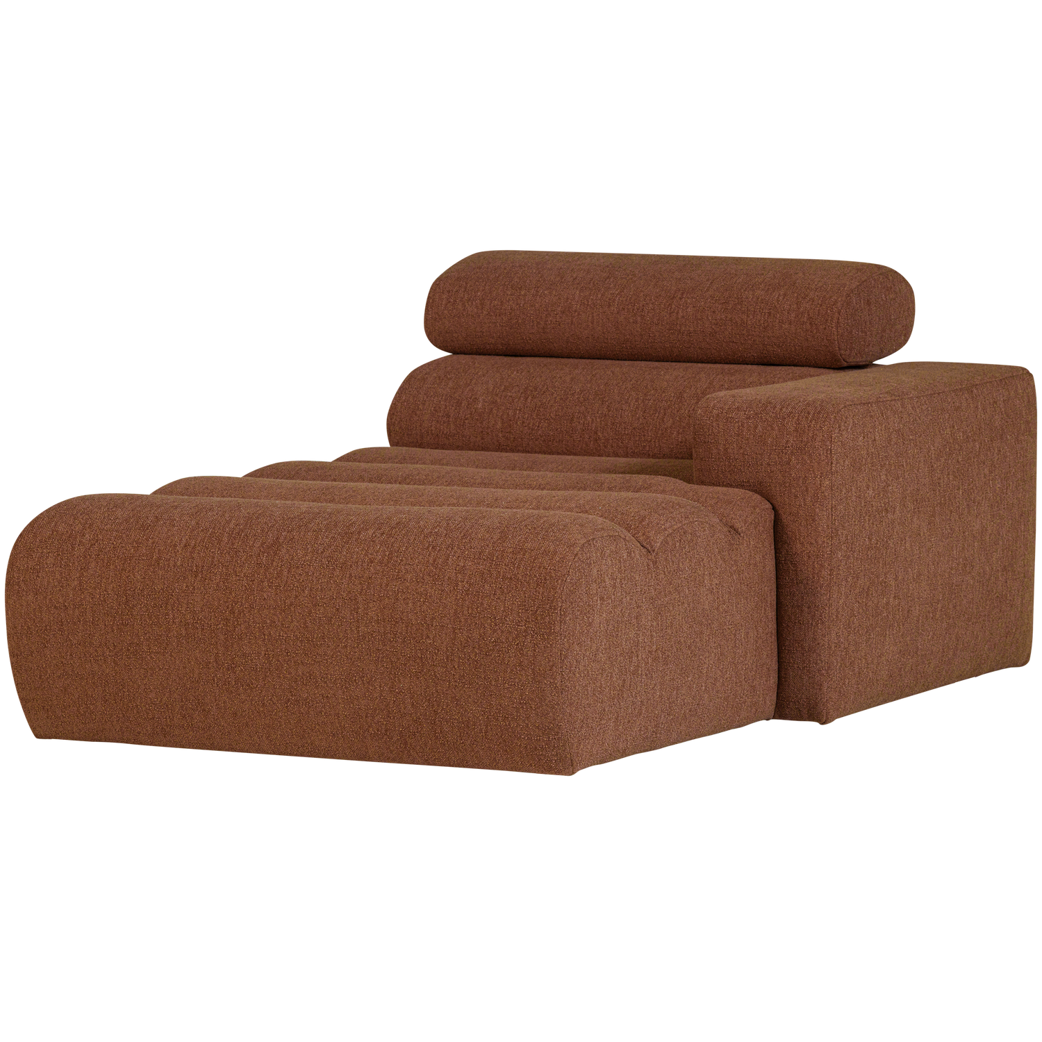 Novi chaise longue element arm rechts boucle karamelbruin