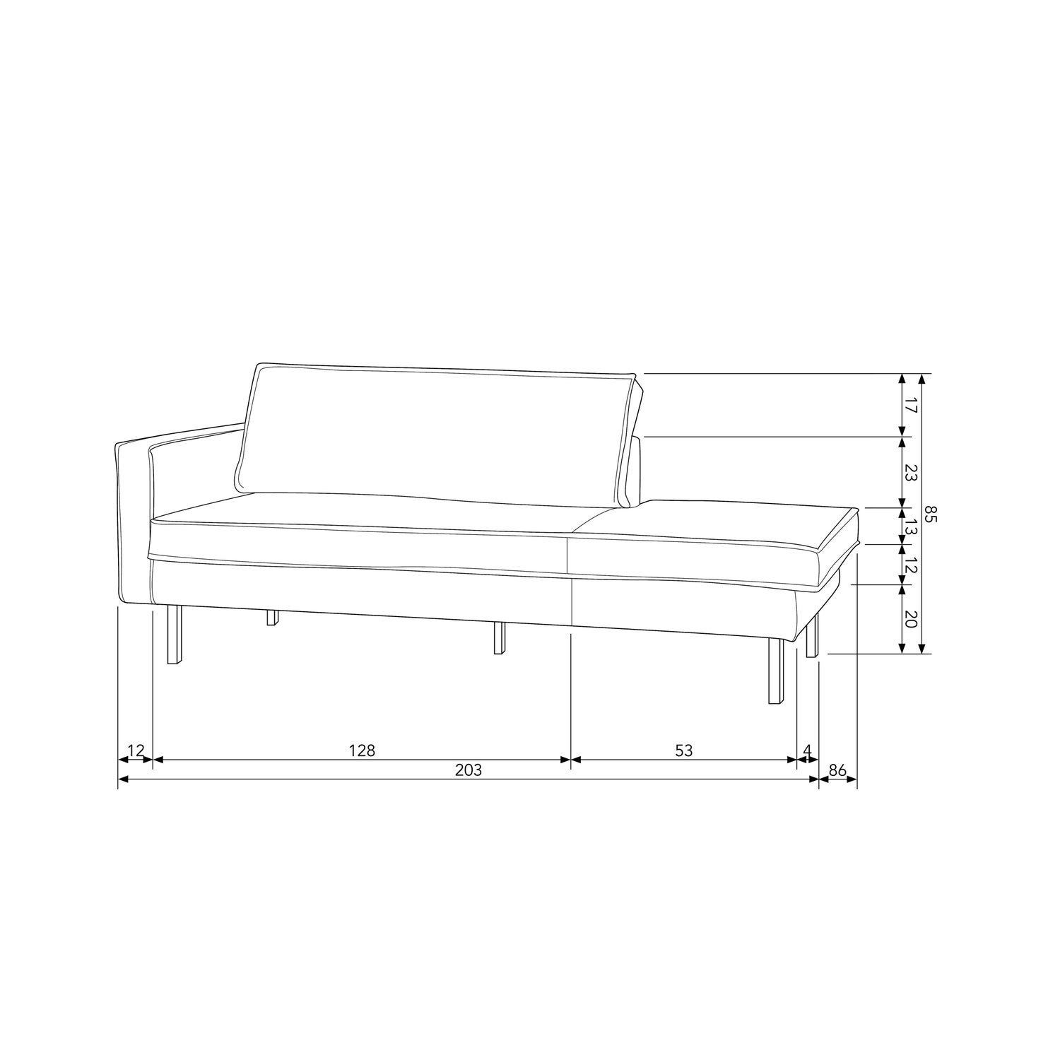 Rodeo daybed links structure velvet brass
