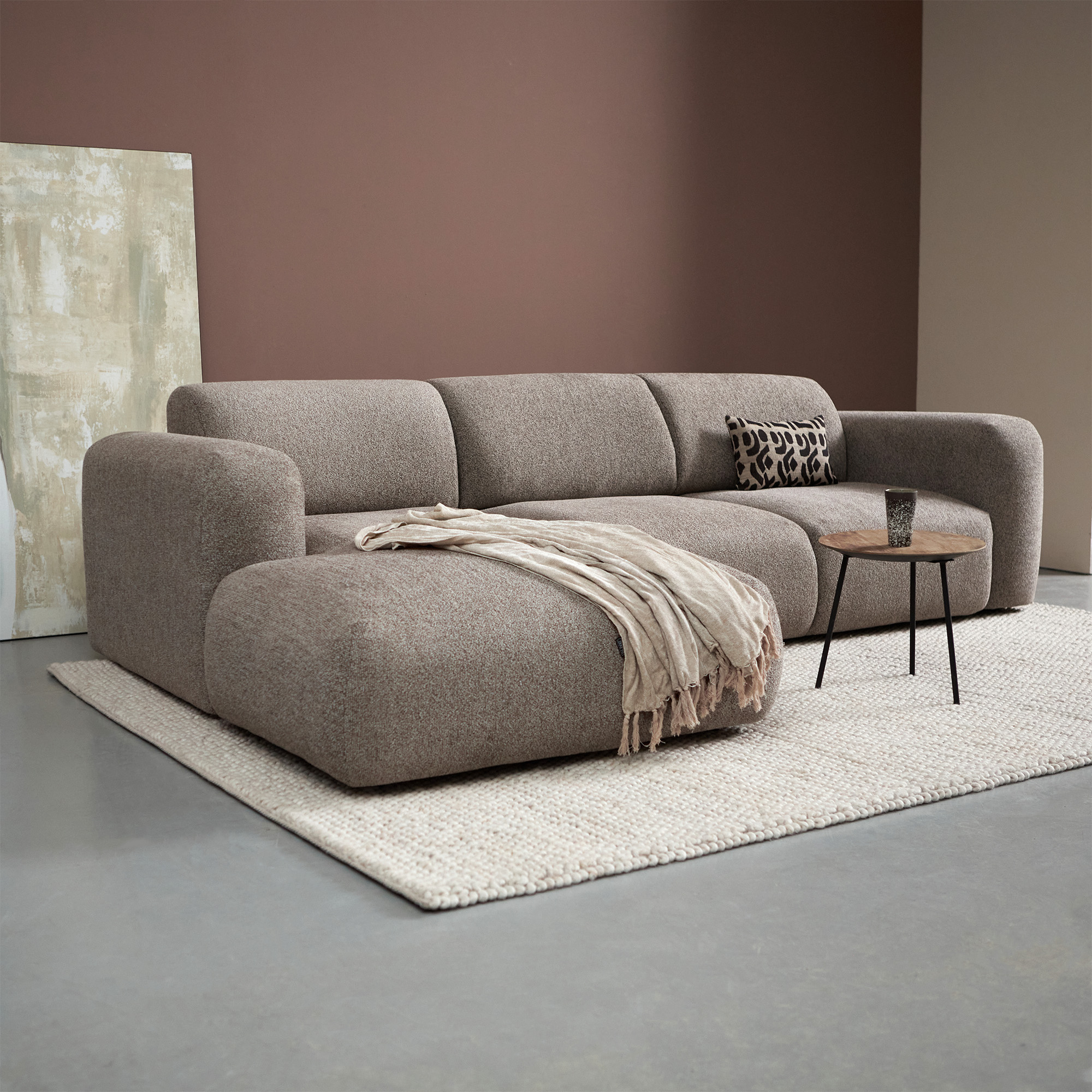 Riva Hoekbank Bruin, Chaise Longue