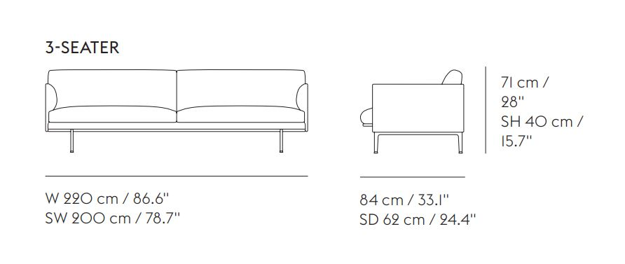 Muuto 3-zitsbank Outline