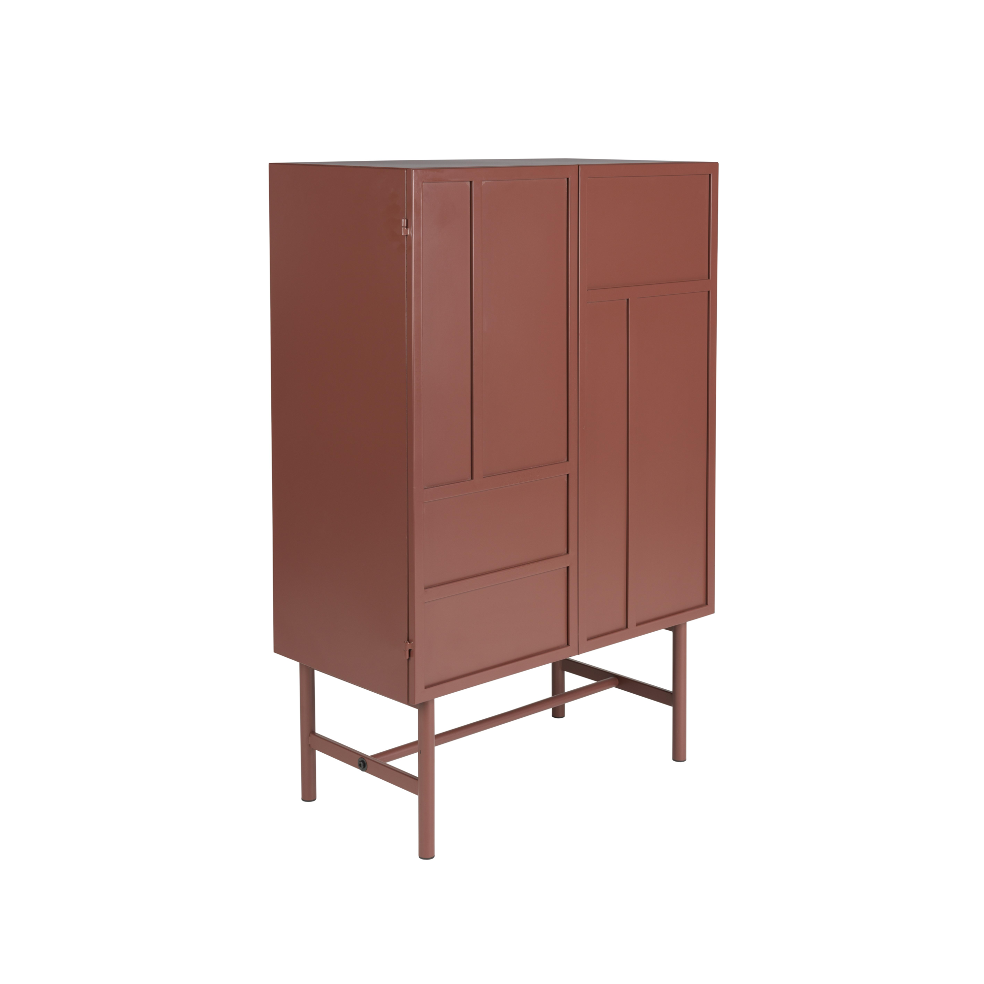 Davis kast metaal bruin/ rood