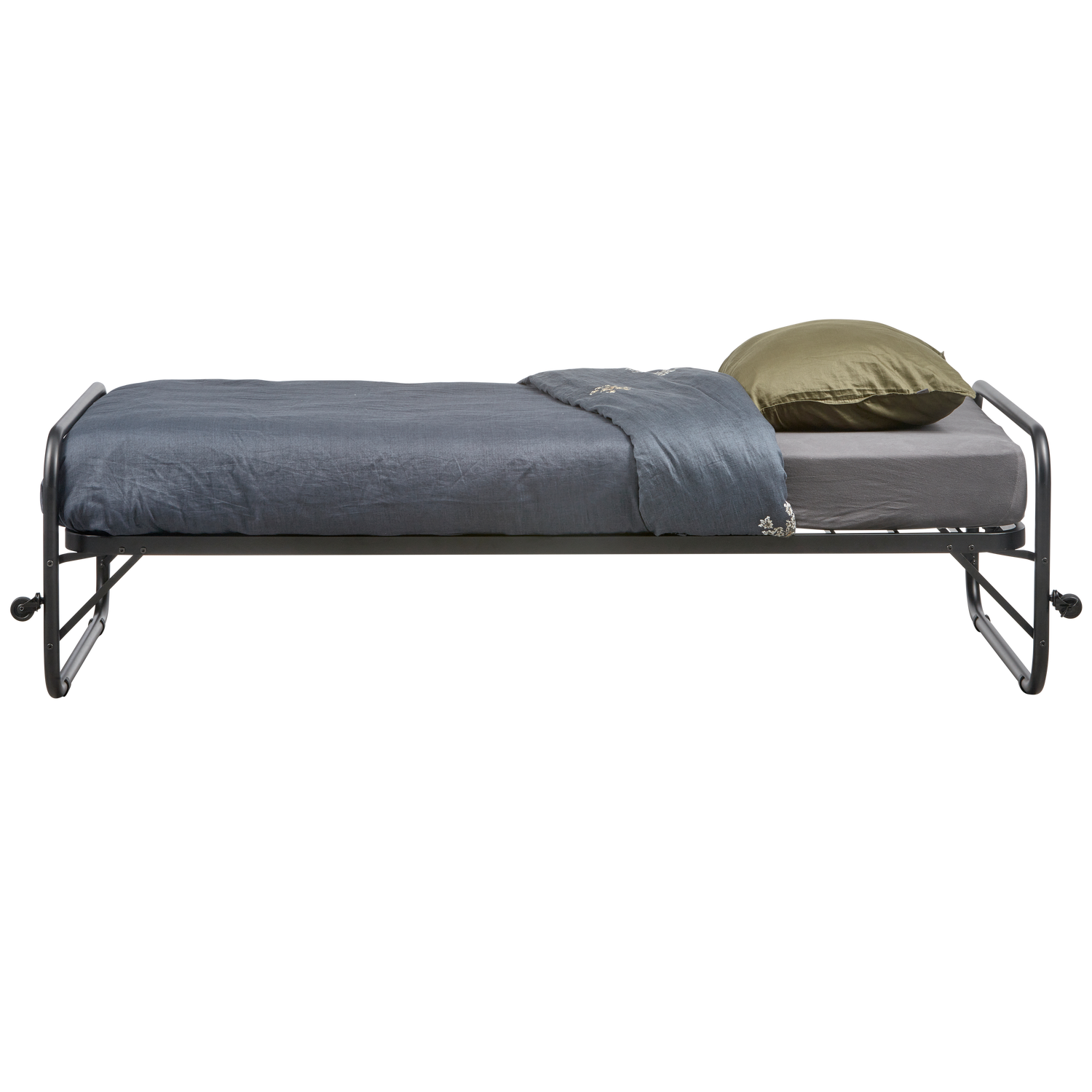 Lucy eenpersoons onderschuifbed metaal zwart 90x200 cm