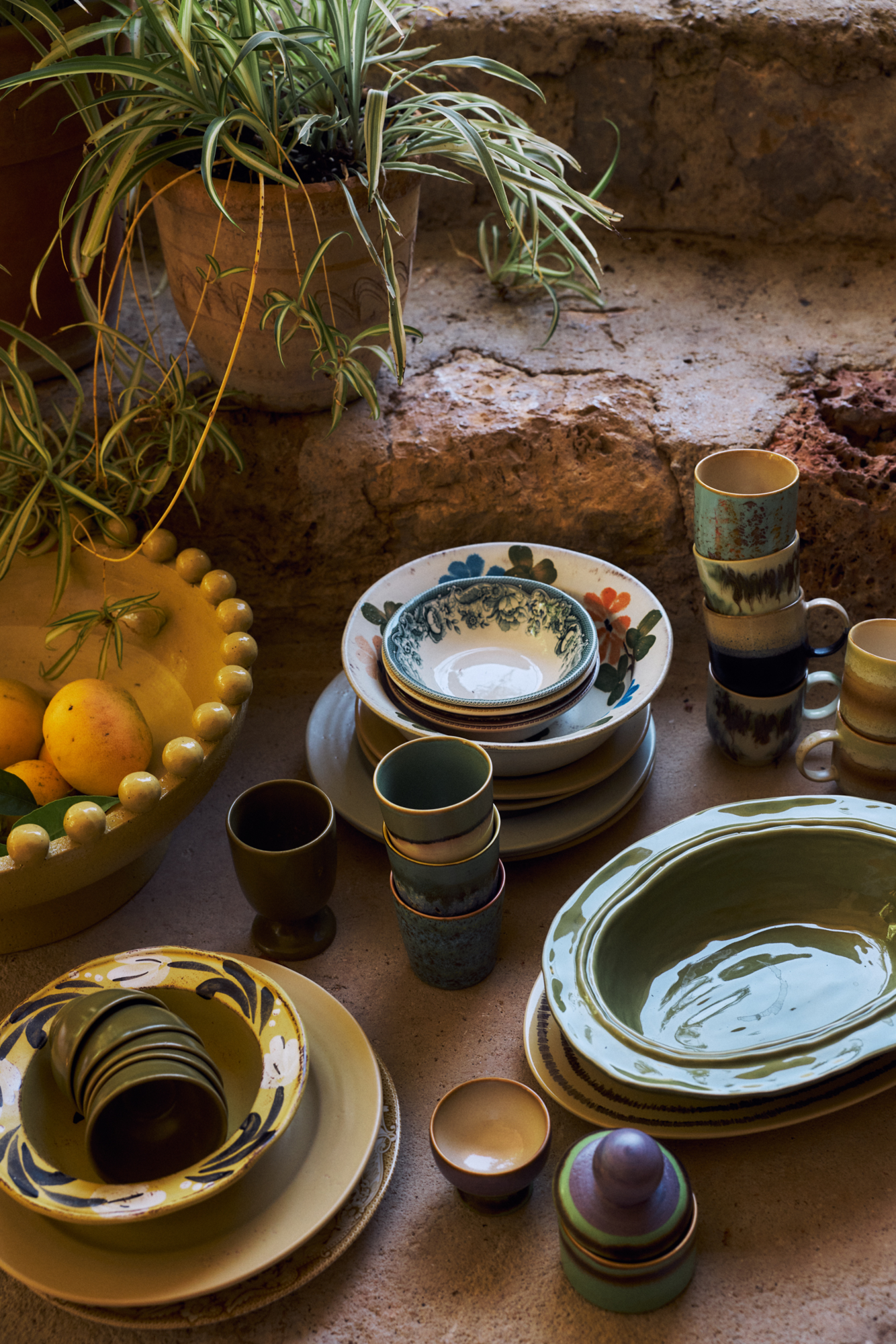 HKliving Servies Farmhouse Ceramics Bekers - set van 2