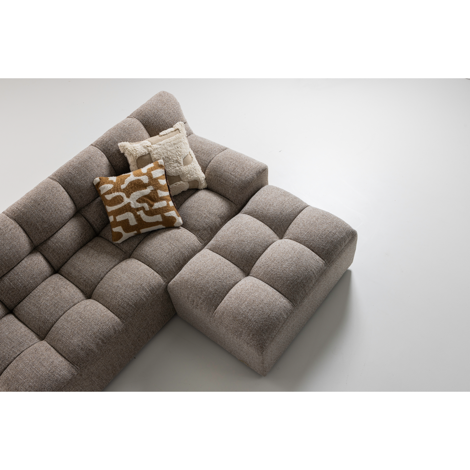 Allure hocker geweven stof donkerbruin melange