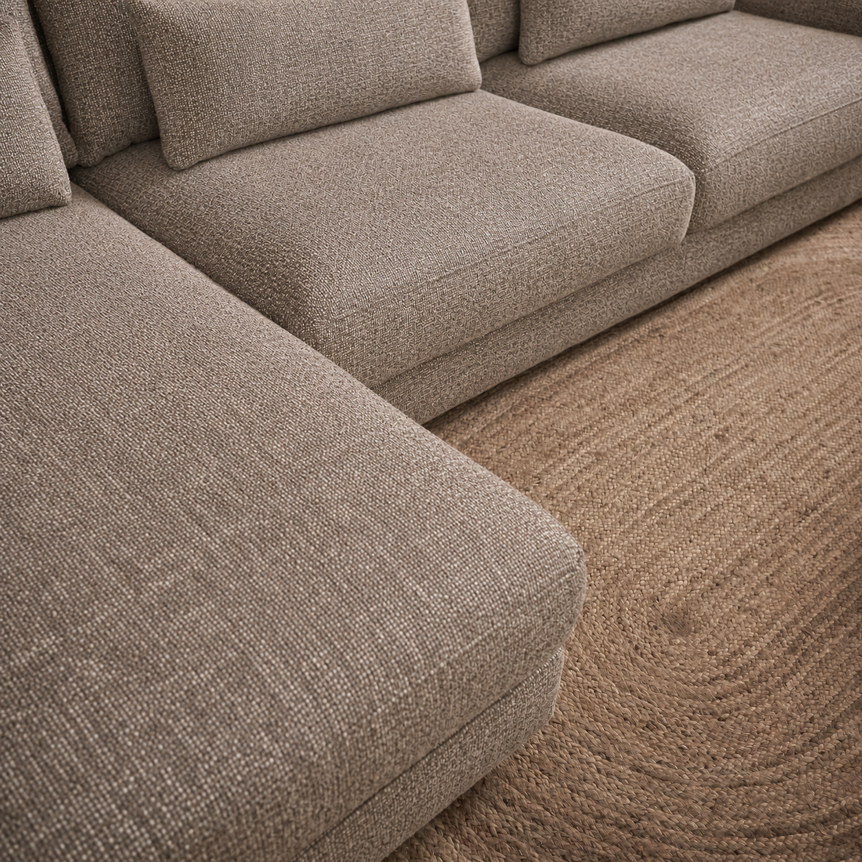Hoekbank Lusaro Taupe Chaise Longue