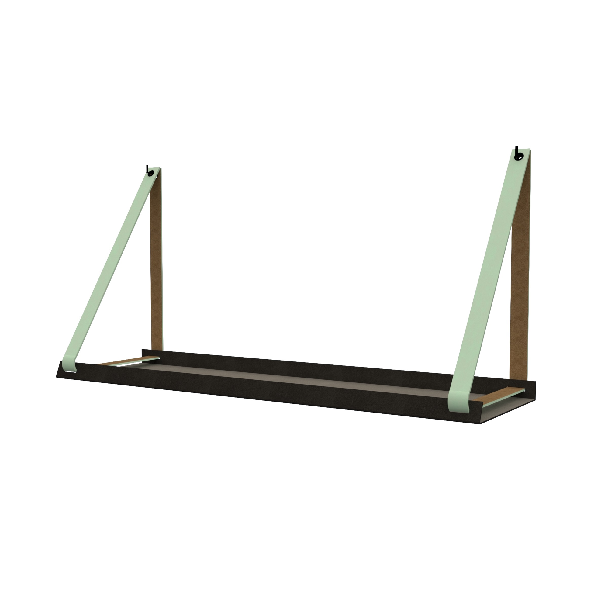 Stalen wandplank 70x20cm - incl. leren plankdragers