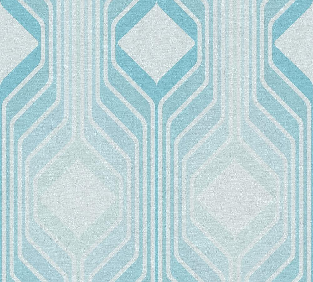 Vliesbehang ruitpatroon – blauw, lichtblauw, turquoise