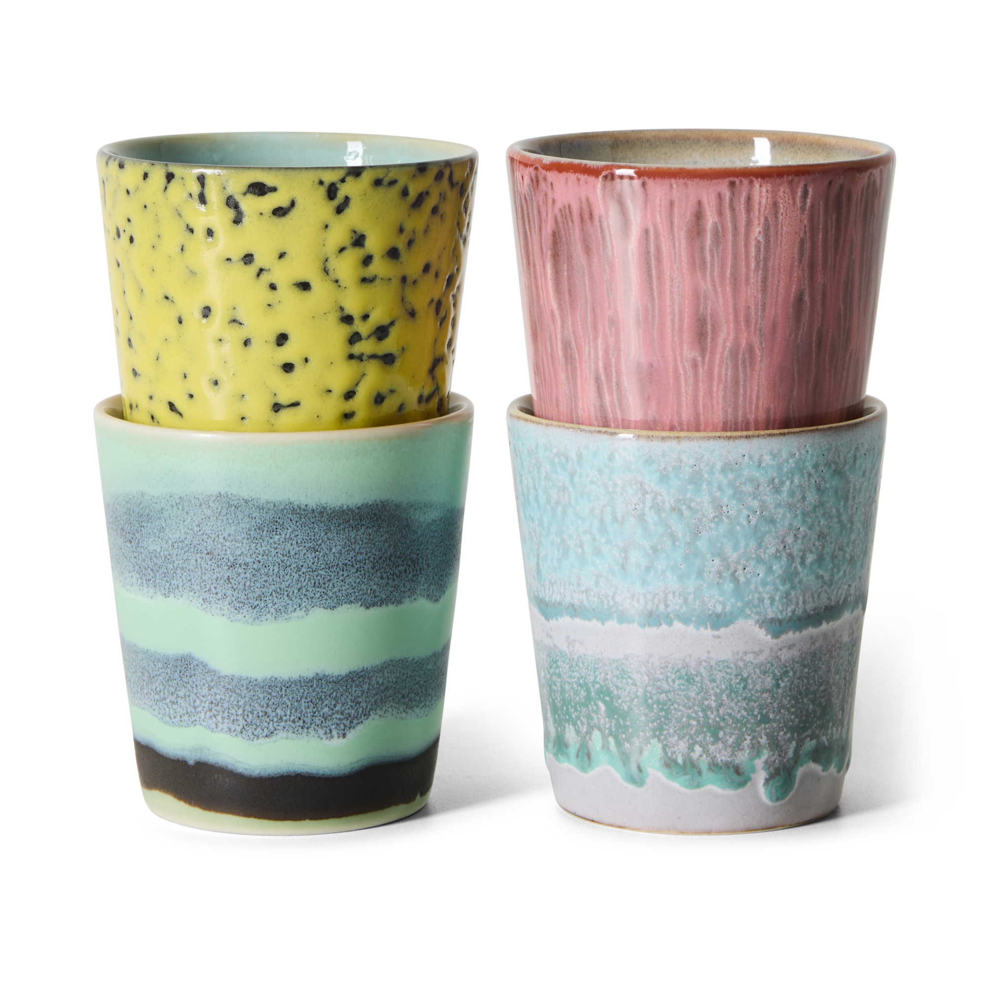 HKliving Servies 70's coffee mok artistic - set van 4