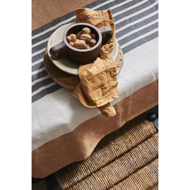 Visgraat Tafelkleed Linnen & Katoen Beige, Zwart & bruin