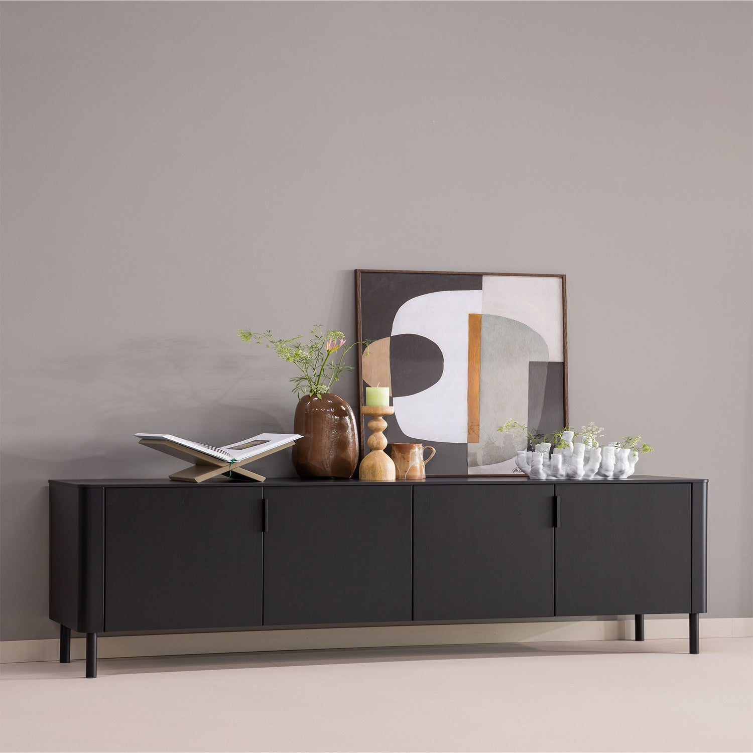 Gunnar dressoir 200 cm grenen mud [fsc]