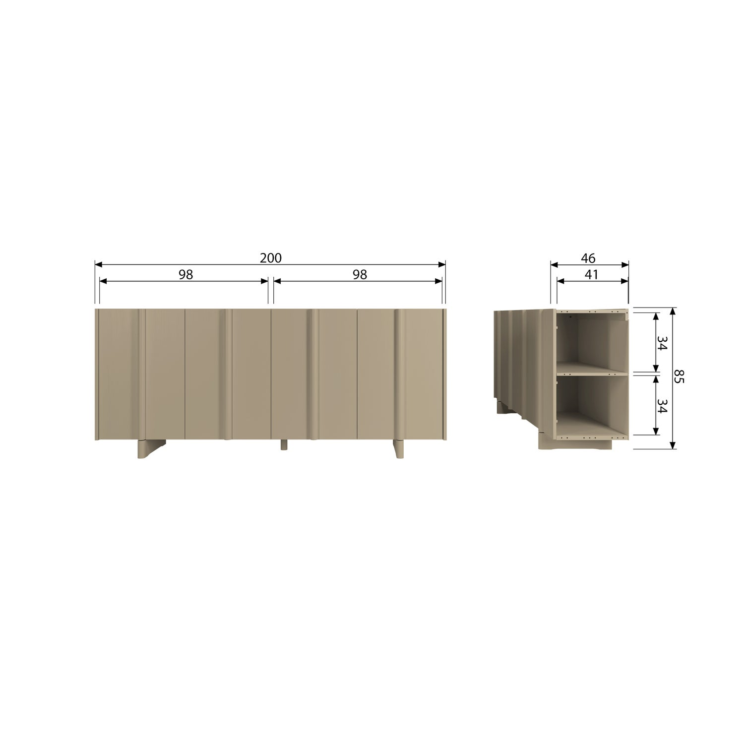 Basu dressoir grenen mud [fsc]