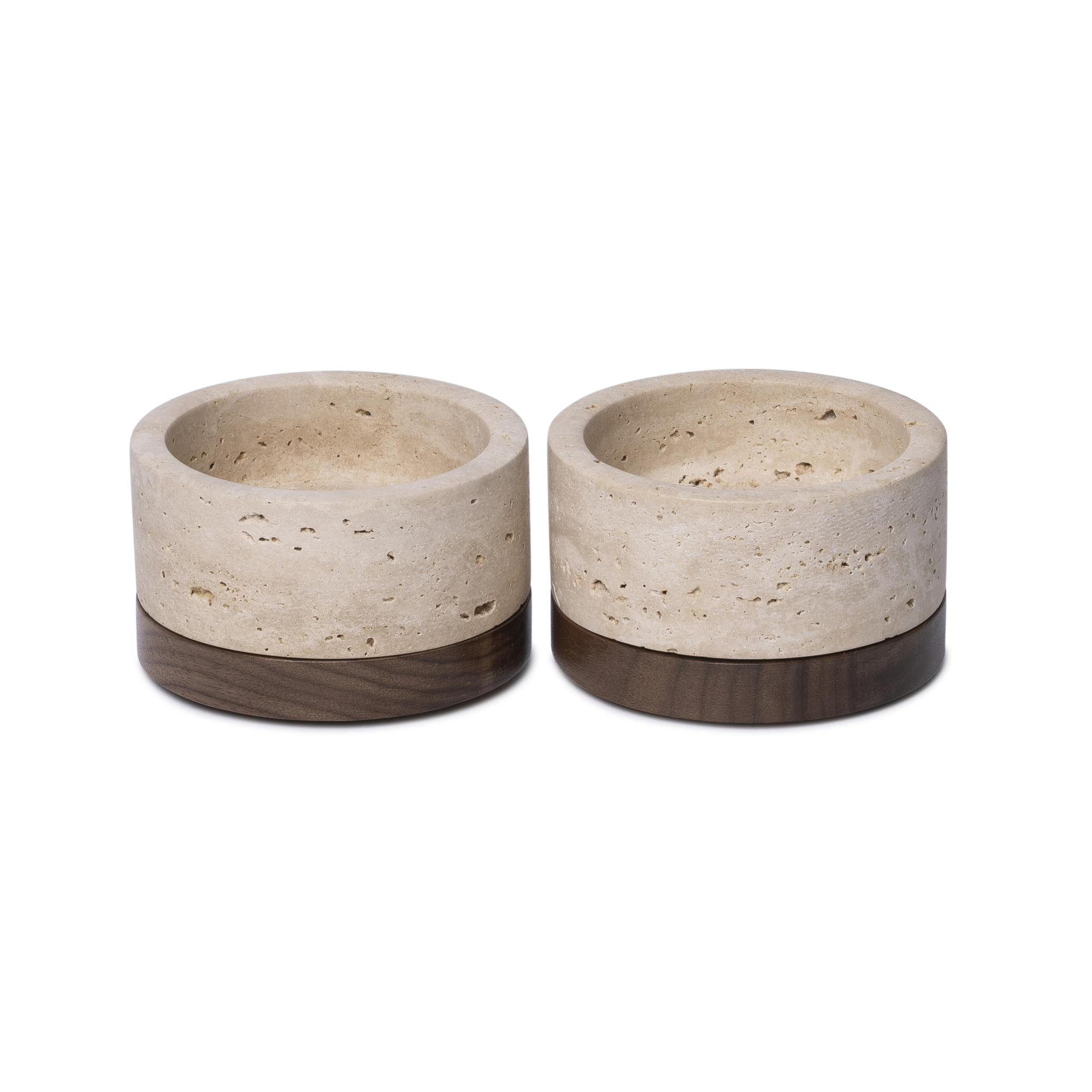 Travertine kaarshouder incl. hout plateau